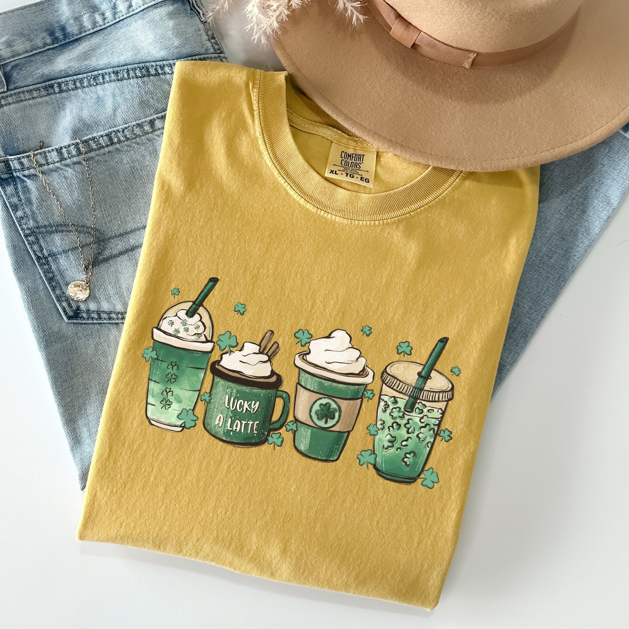 St Patrick's Day Coffee Drinks Shamrock Edition Limited Celebration Vintage Comfort Colors Tee