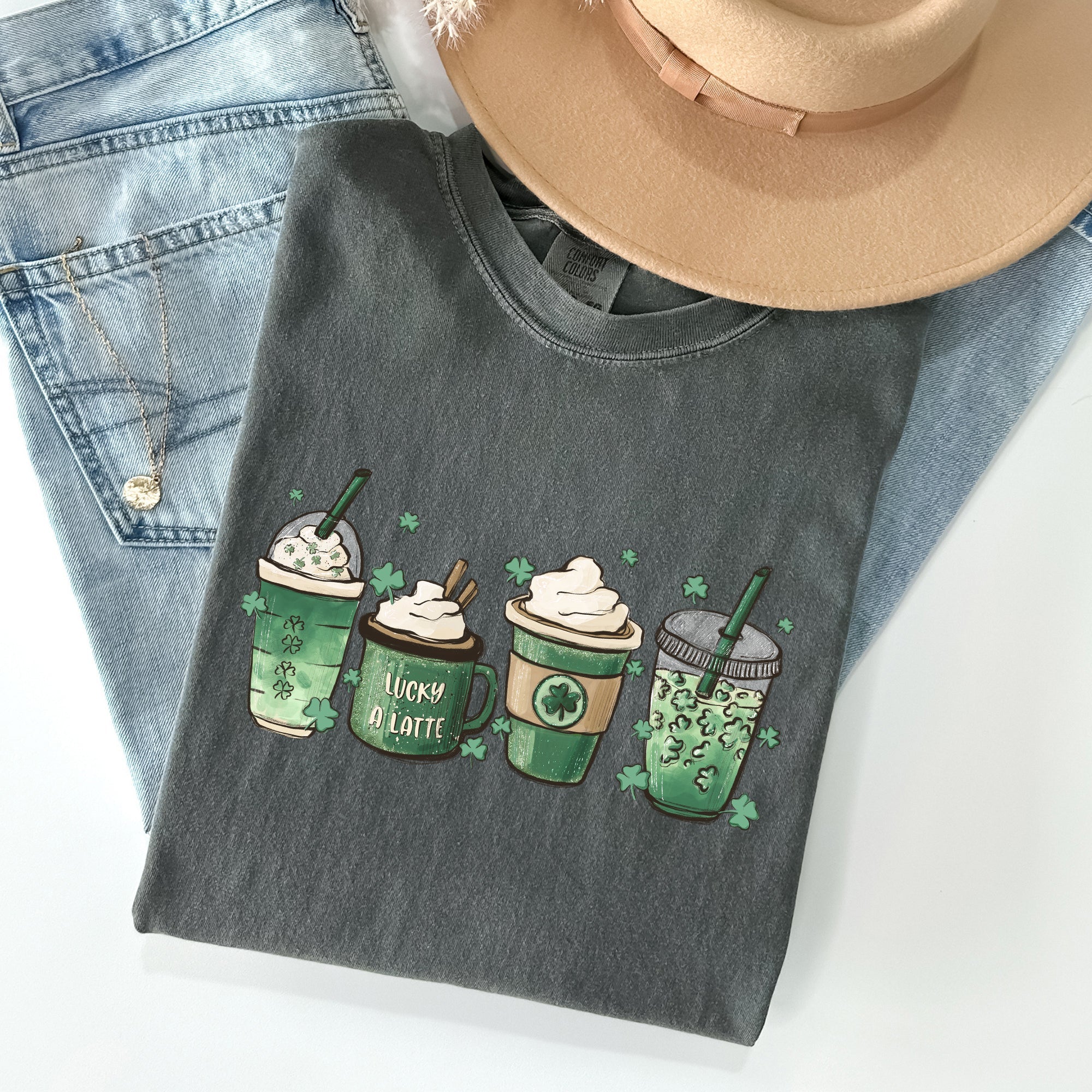 St Patrick's Day Coffee Drinks Shamrock Edition Limited Celebration Vintage Comfort Colors Tee