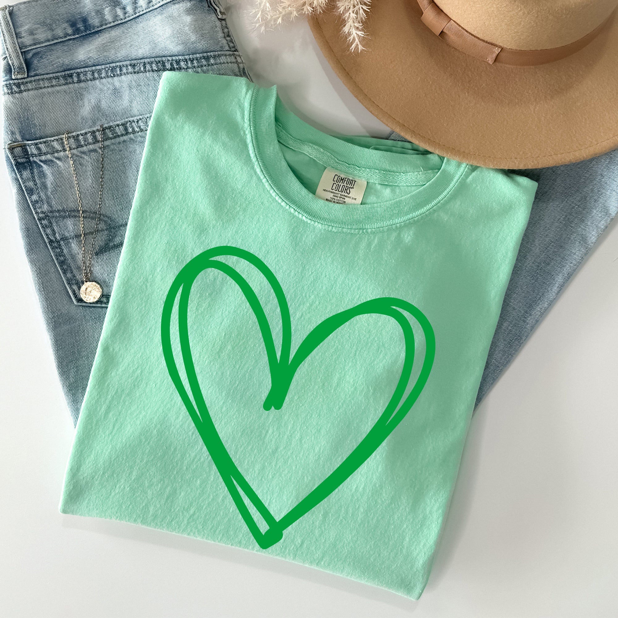 Double Heart St Patrick's Day Vintage Emblem Celebrates Irish Heritage Comfort Colors Tee