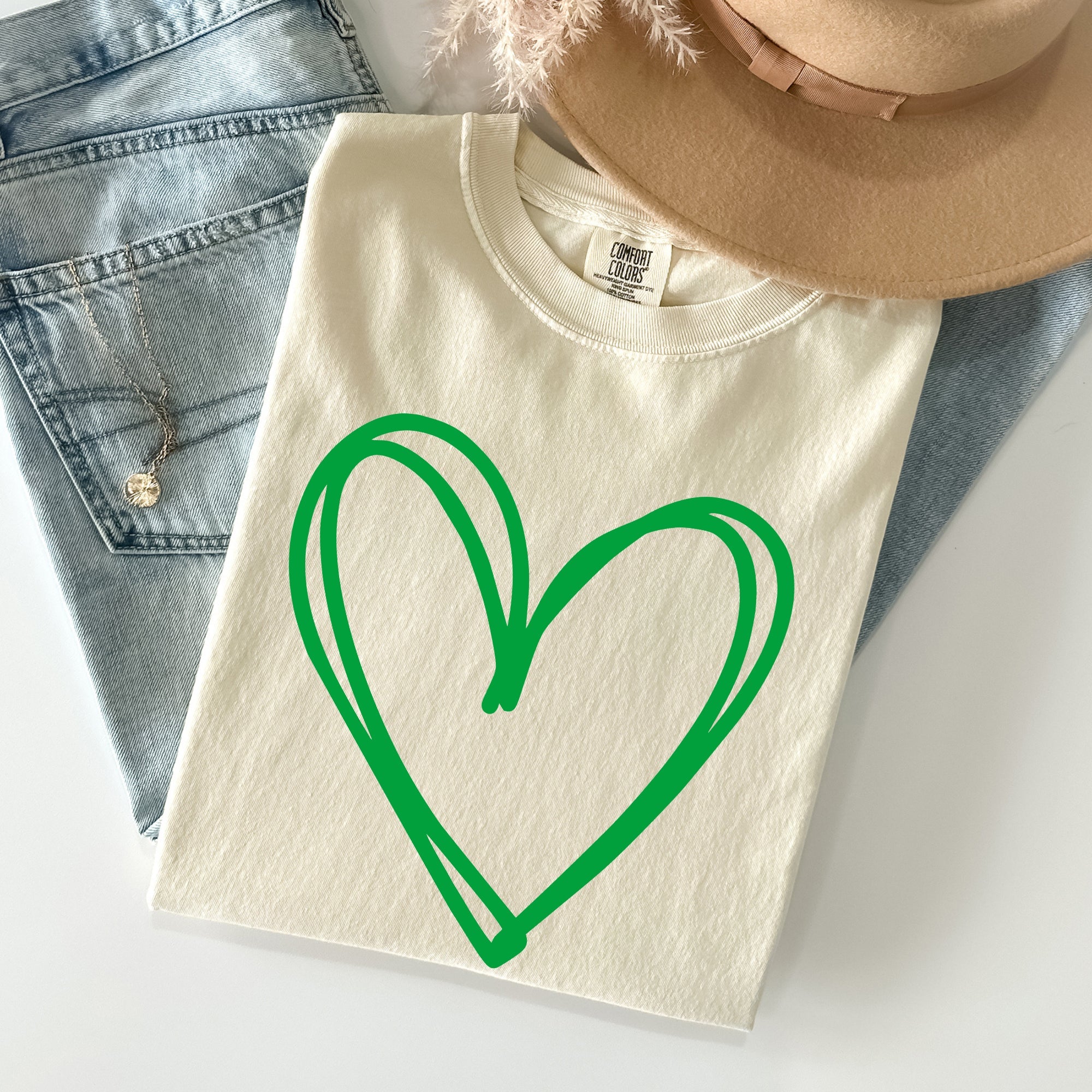 Double Heart St Patrick's Day Vintage Emblem Celebrates Irish Heritage Comfort Colors Tee