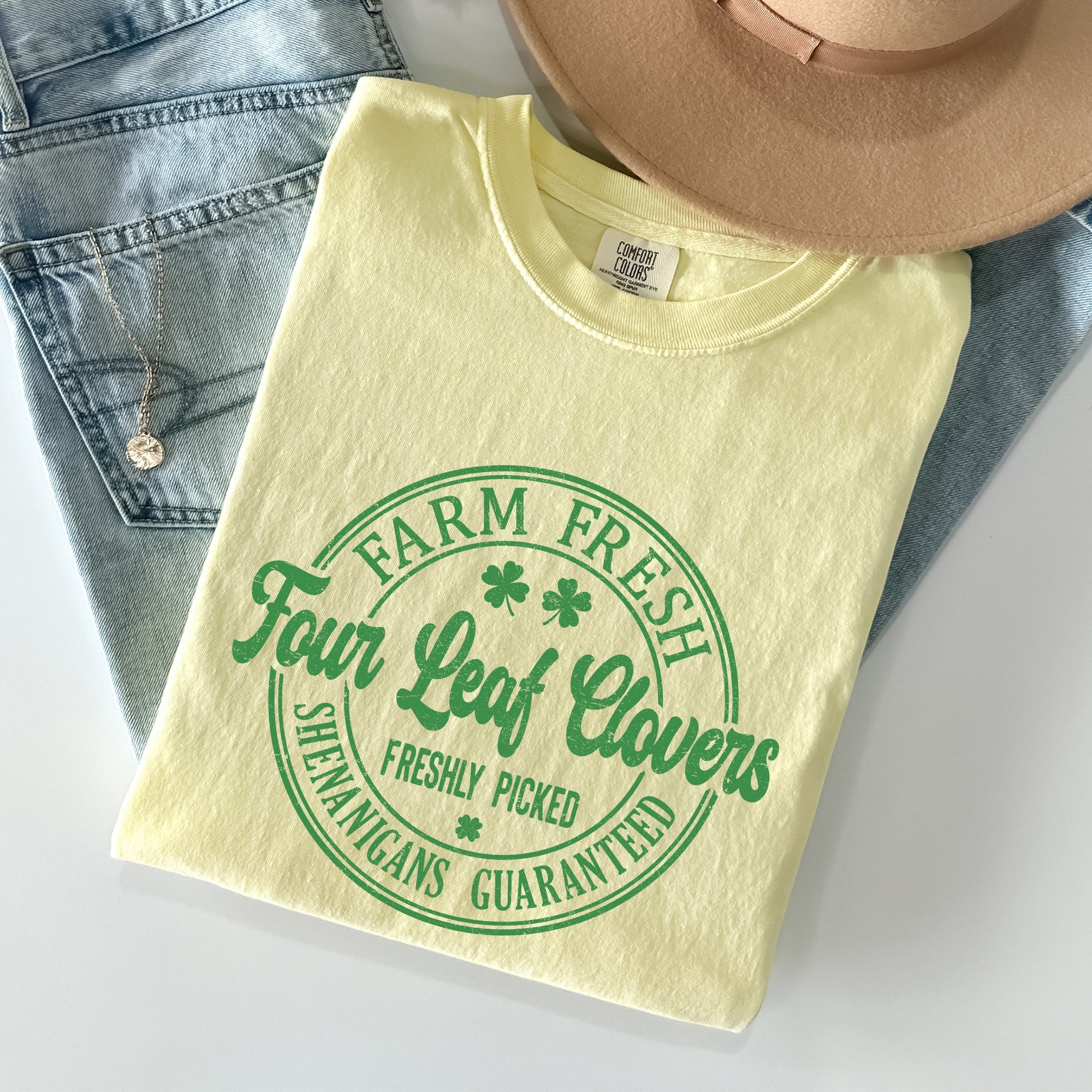 Four Leaf Clovers Farm Farm Fresh St Patrick's Day Limited Edition Comfort Colors Tee