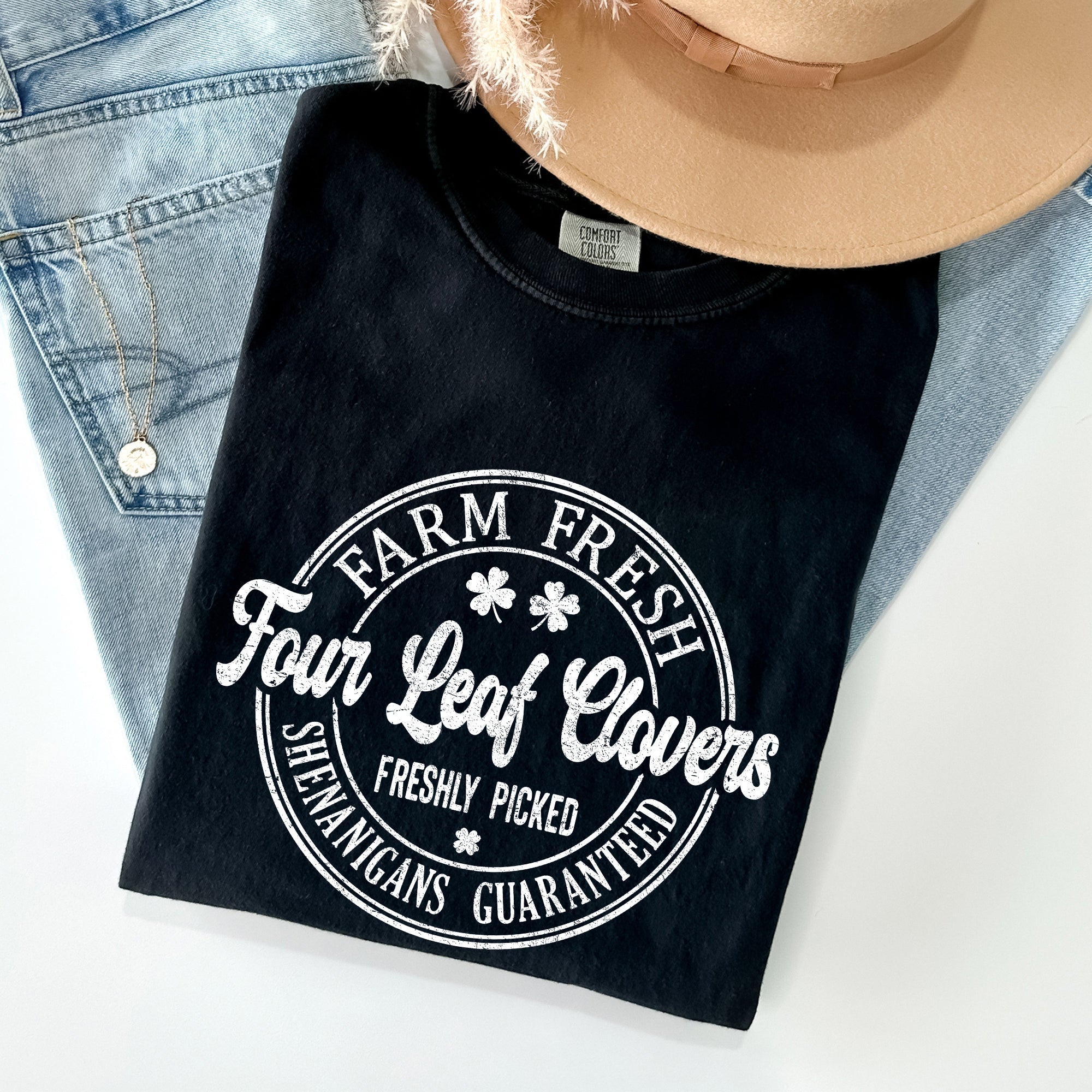 Four Leaf Clovers Farm Farm Fresh St Patrick's Day Limited Edition Comfort Colors Tee