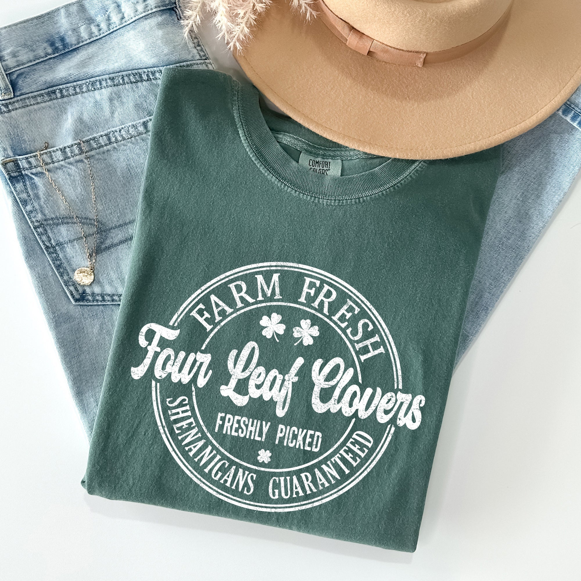 Four Leaf Clovers Farm Farm Fresh St Patrick's Day Limited Edition Comfort Colors Tee