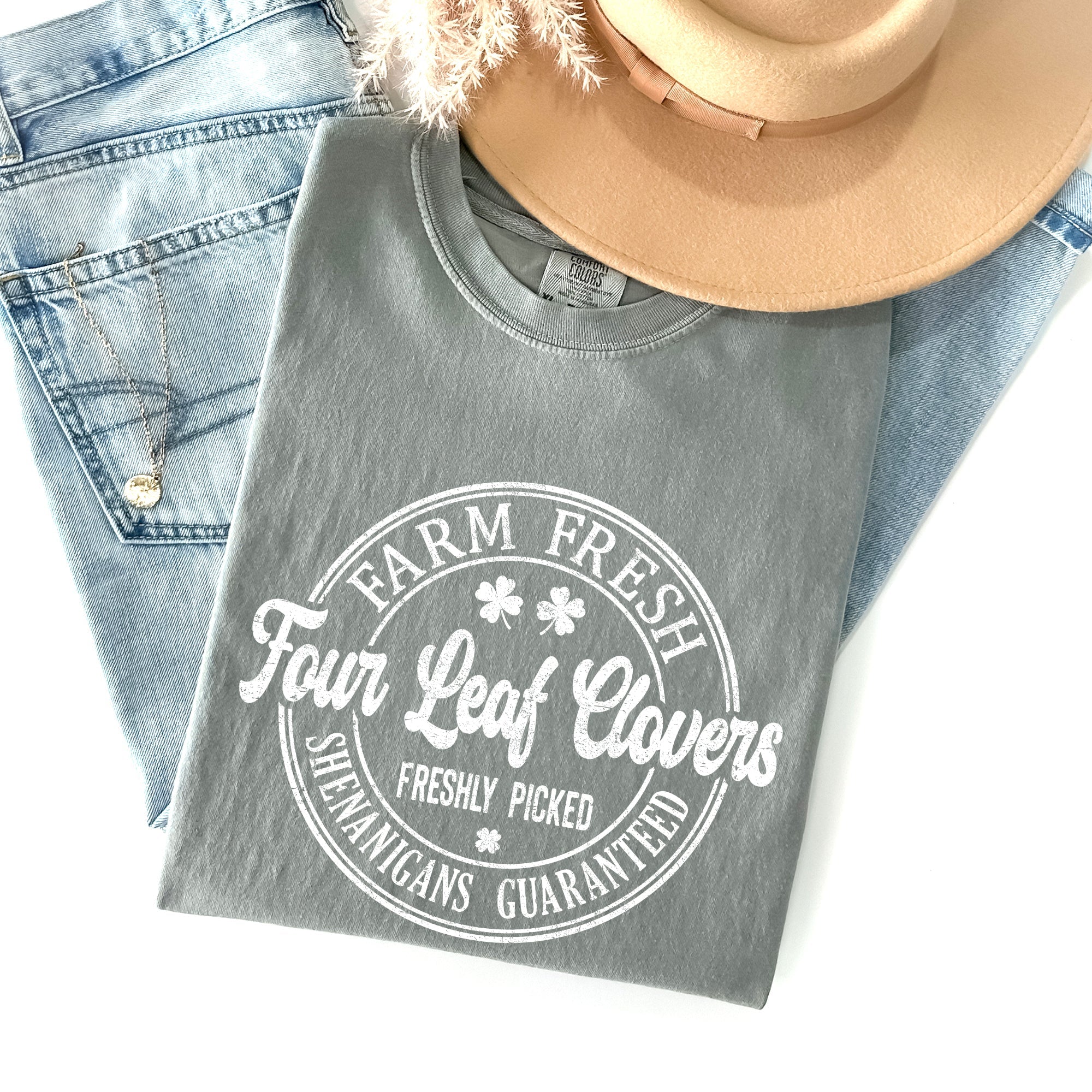 Four Leaf Clovers Farm Farm Fresh St Patrick's Day Limited Edition Comfort Colors Tee