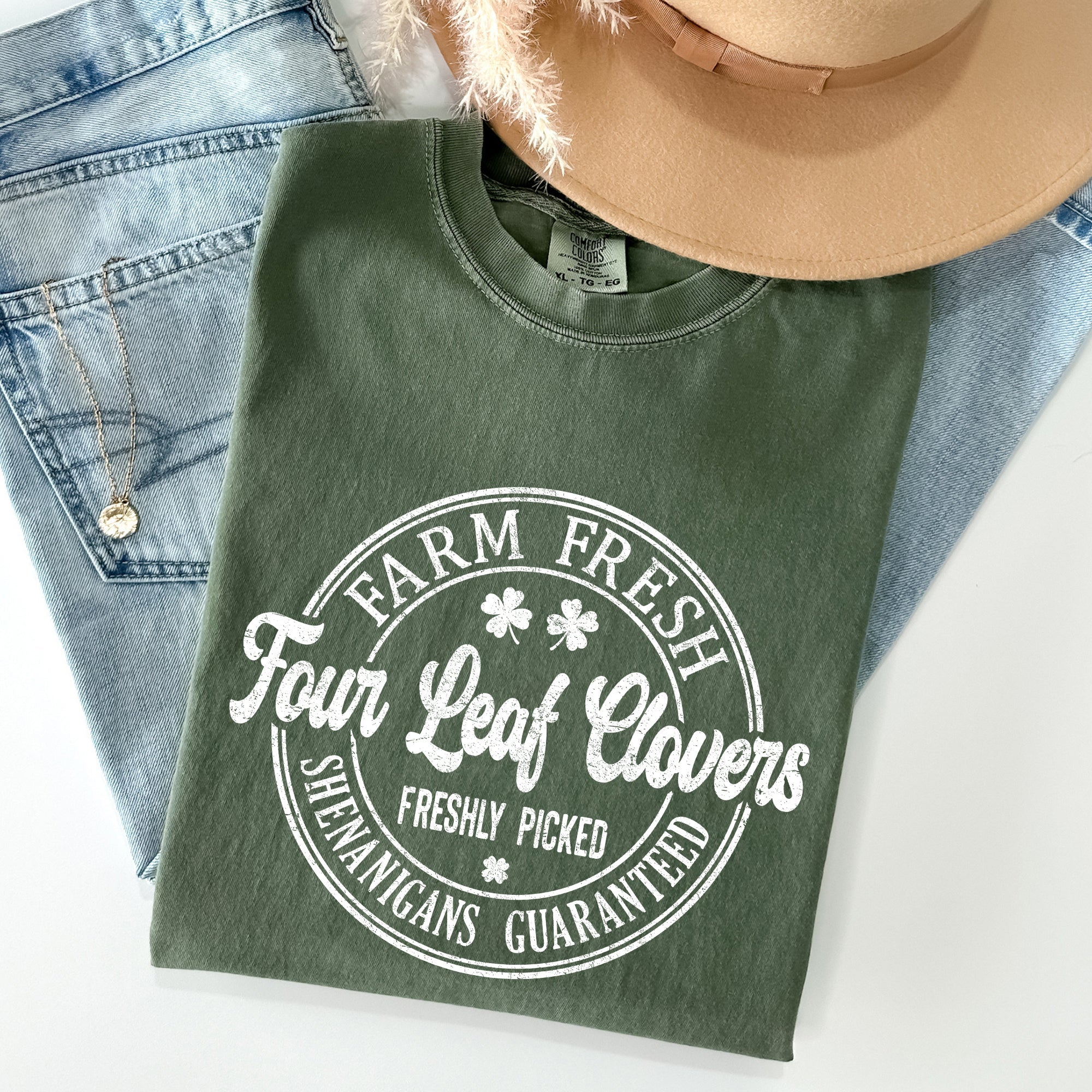 Four Leaf Clovers Farm Farm Fresh St Patrick's Day Limited Edition Comfort Colors Tee