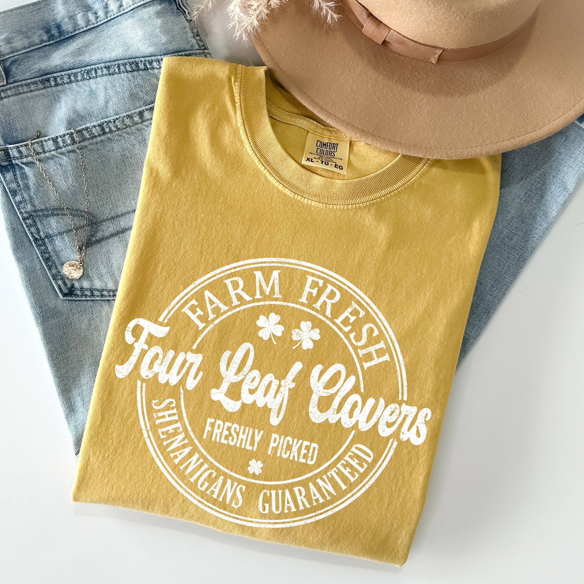 Four Leaf Clovers Farm Farm Fresh St Patrick's Day Limited Edition Comfort Colors Tee