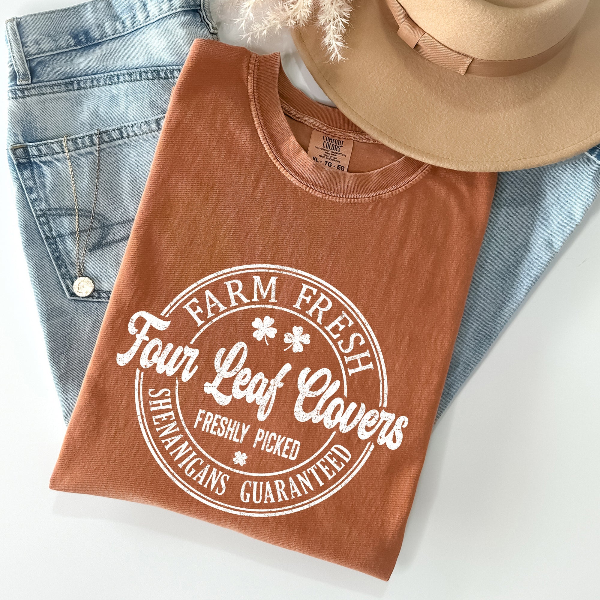 Four Leaf Clovers Farm Farm Fresh St Patrick's Day Limited Edition Comfort Colors Tee