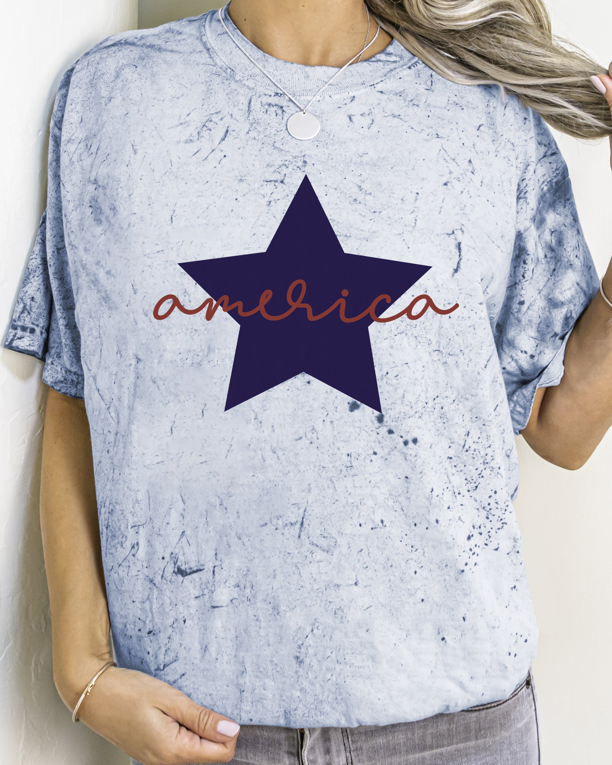 Retro America Star Red White Blue Color Blast Patriotic Vintage Pride Comfort Colors Tee