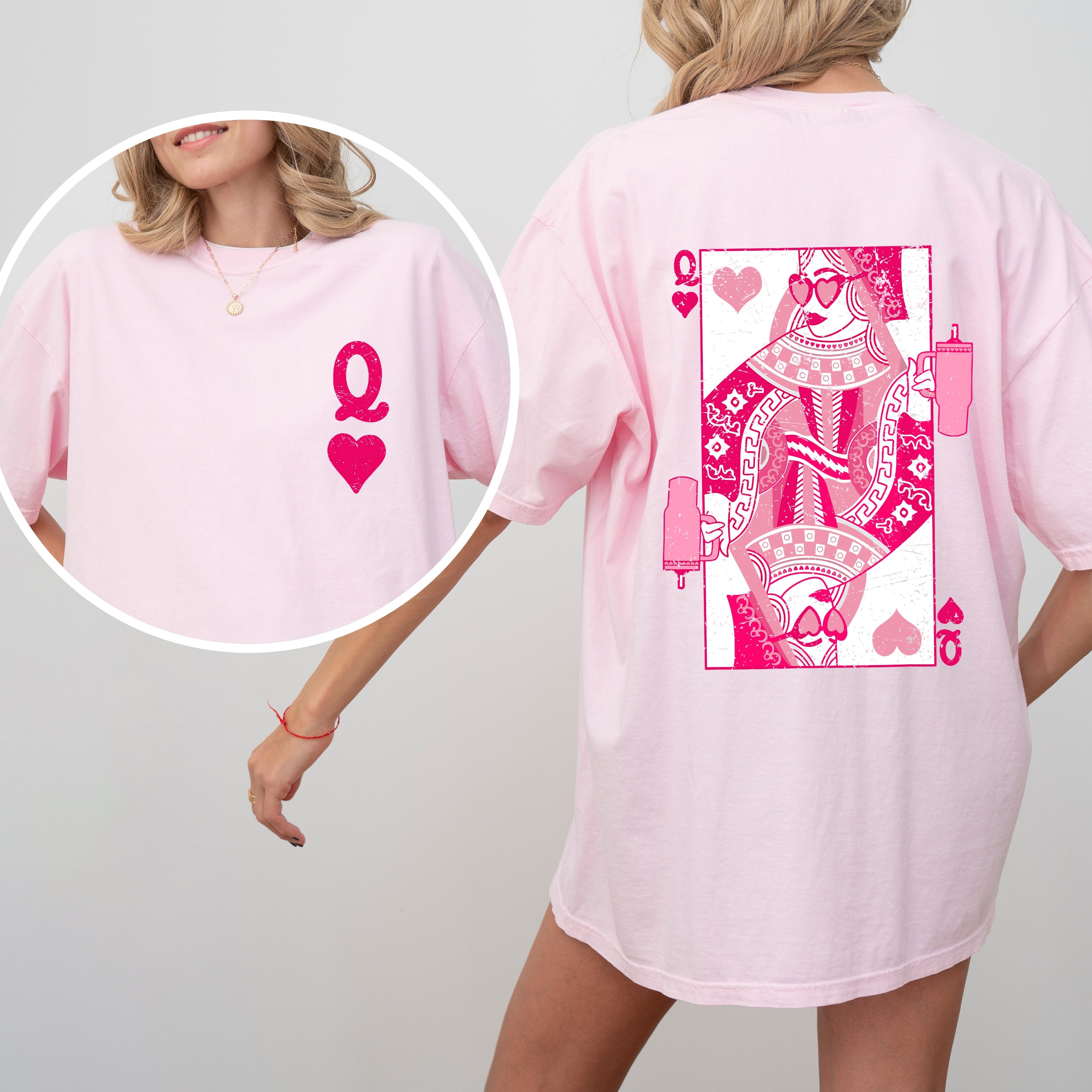 Queen of Hearts, Cards, Games, Valentine's Day Vintage Style Edition Comfort Colors Tee