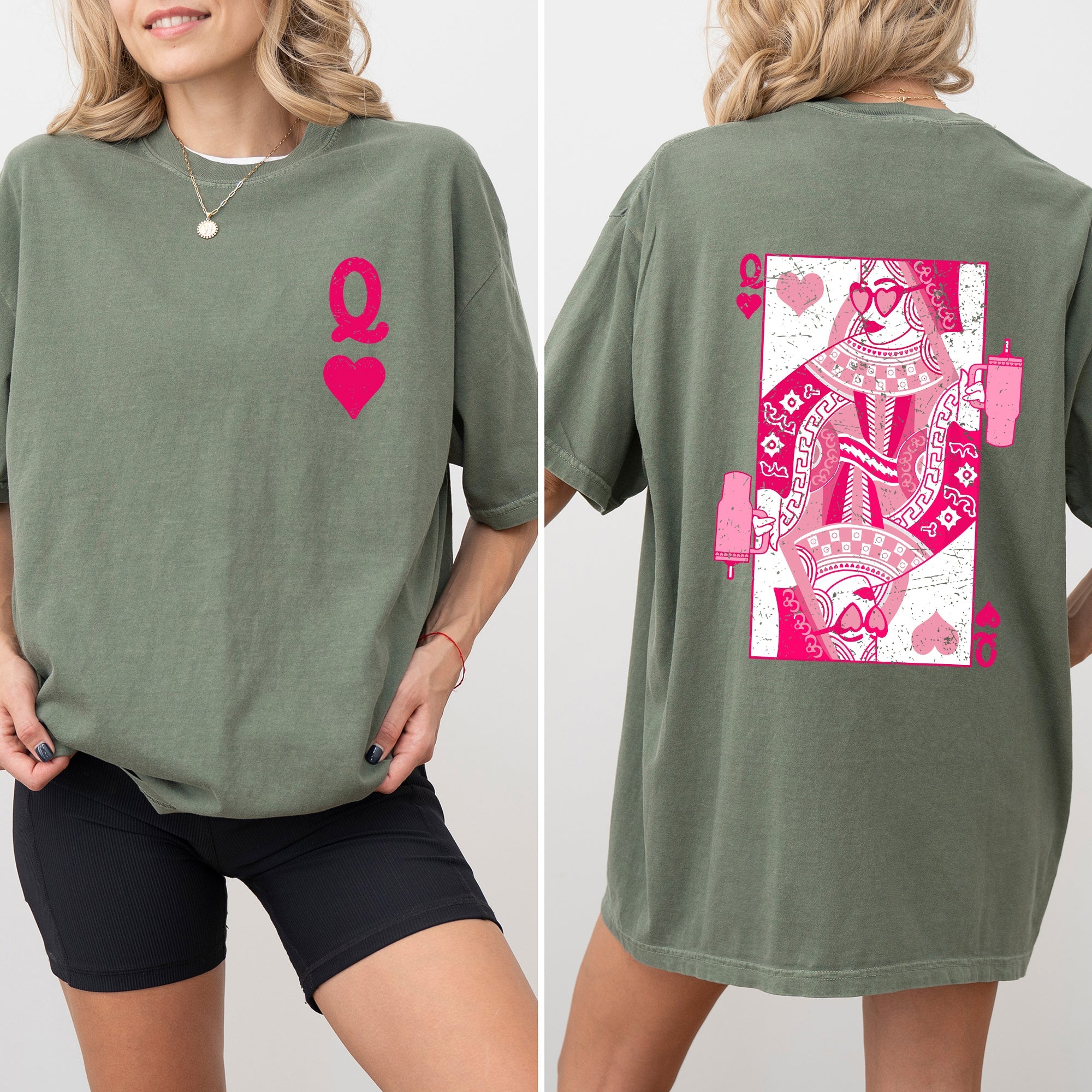 Queen of Hearts, Cards, Games, Valentine's Day Vintage Style Edition Comfort Colors Tee