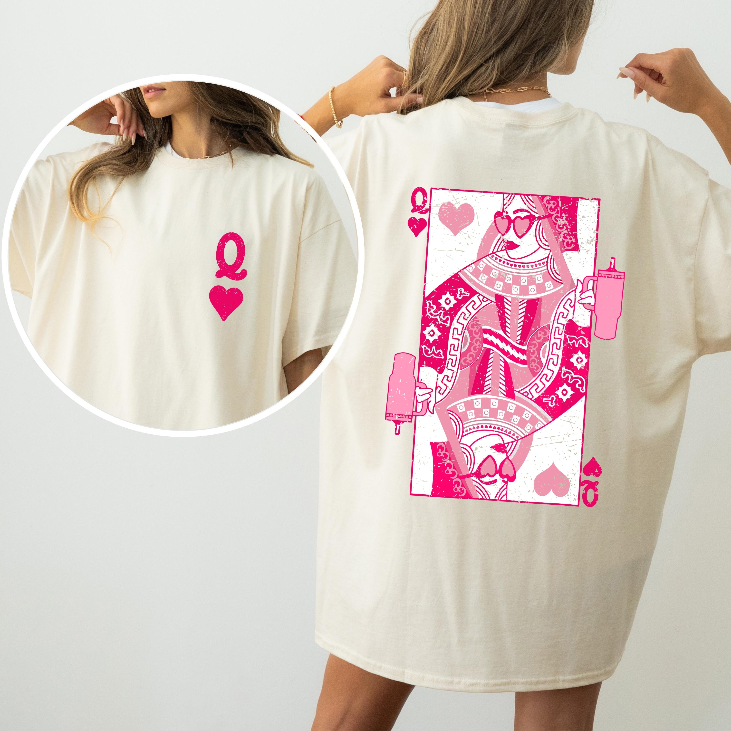 Queen of Hearts, Cards, Games, Valentine's Day Vintage Style Edition Comfort Colors Tee