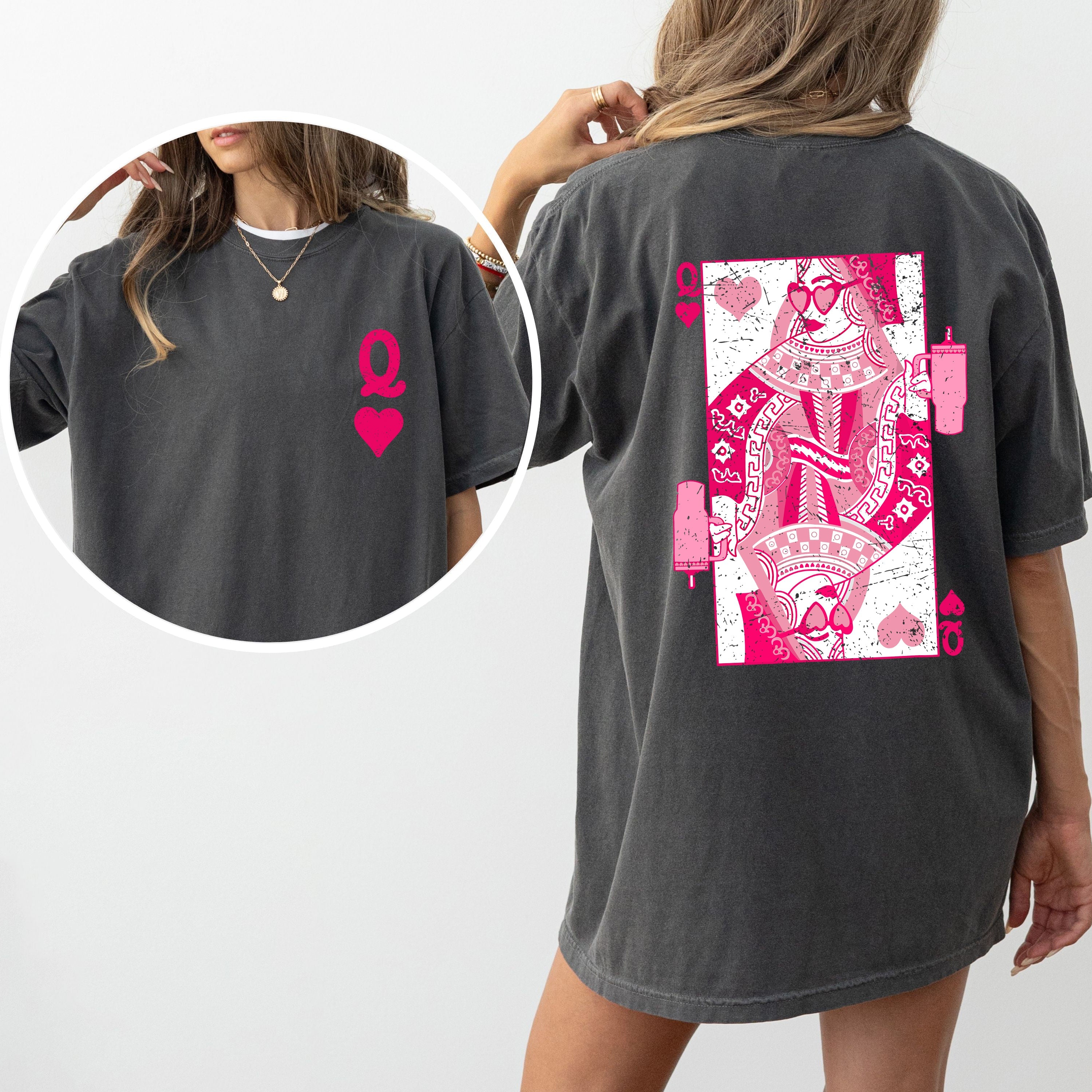 Queen of Hearts, Cards, Games, Valentine's Day Vintage Style Edition Comfort Colors Tee