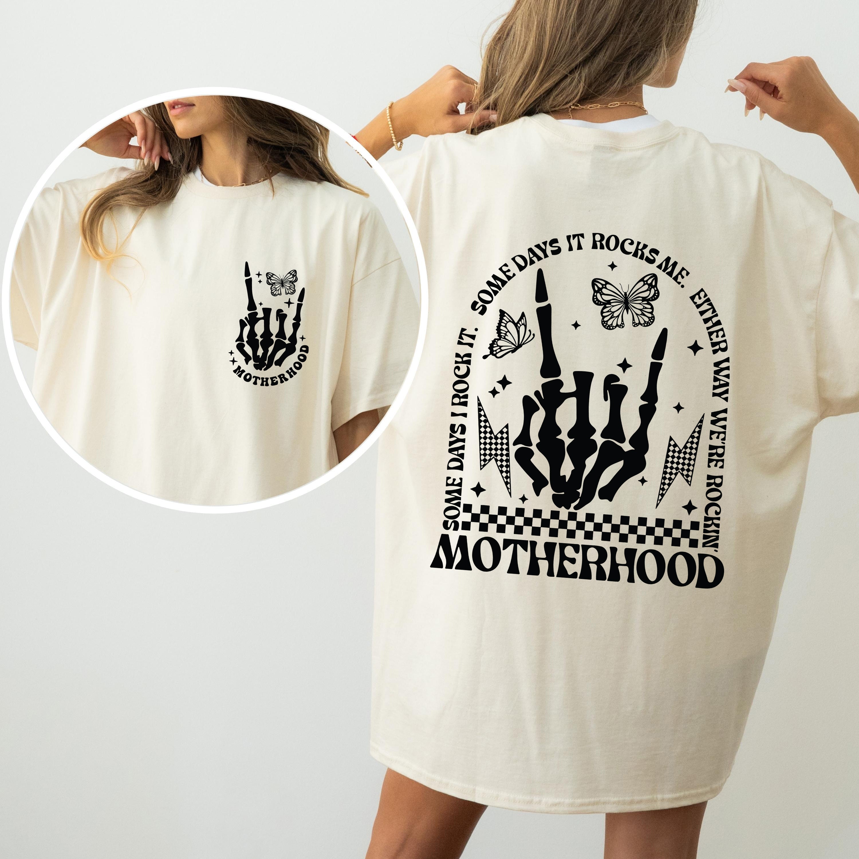 Motherhood Rocks Skeleton Mother's Day Vintage Graphic Edition For Moms Beautiful Classic Everyday Comfort Colors Tee