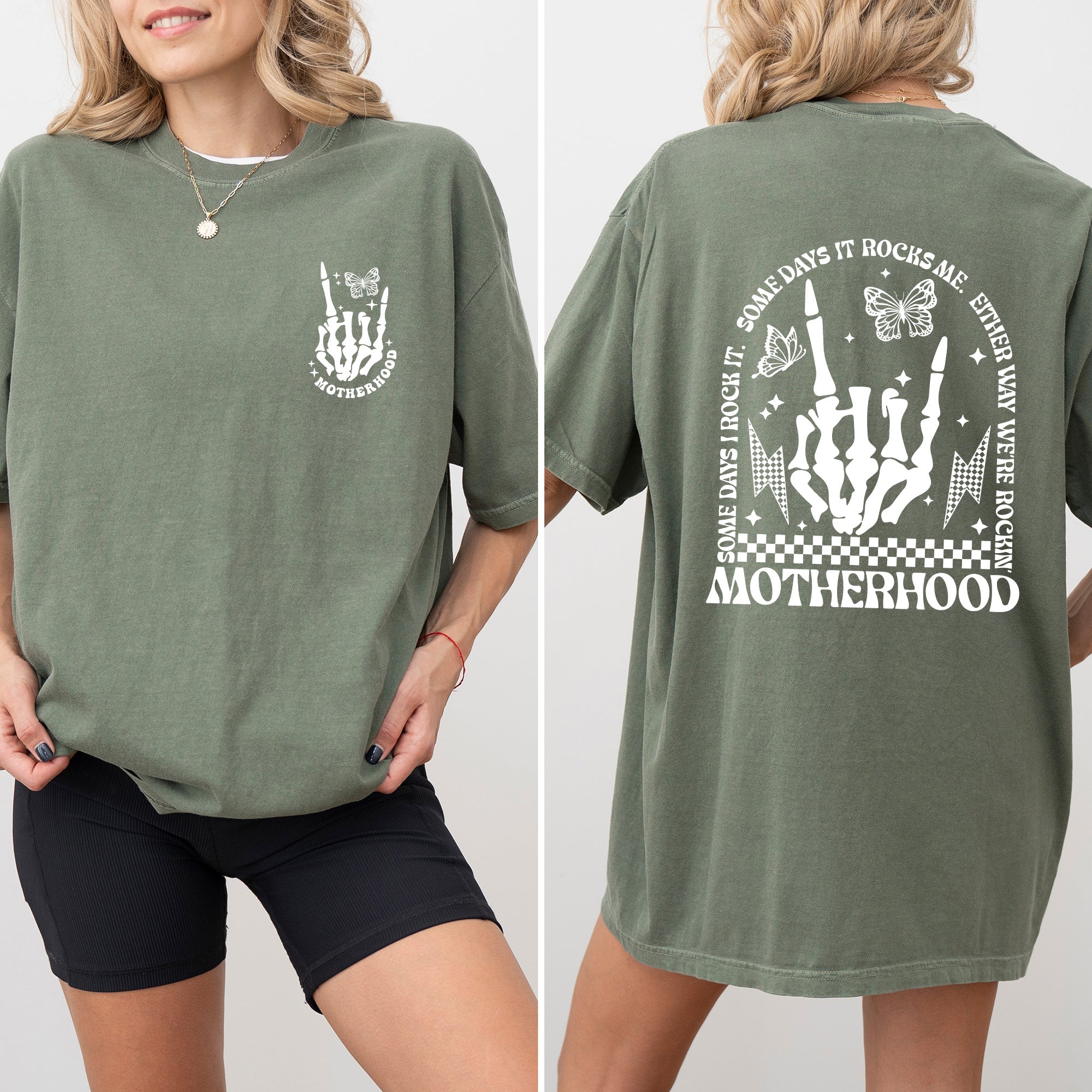 Motherhood Rocks Skeleton Mother's Day Vintage Graphic Edition For Moms Beautiful Classic Everyday Comfort Colors Tee