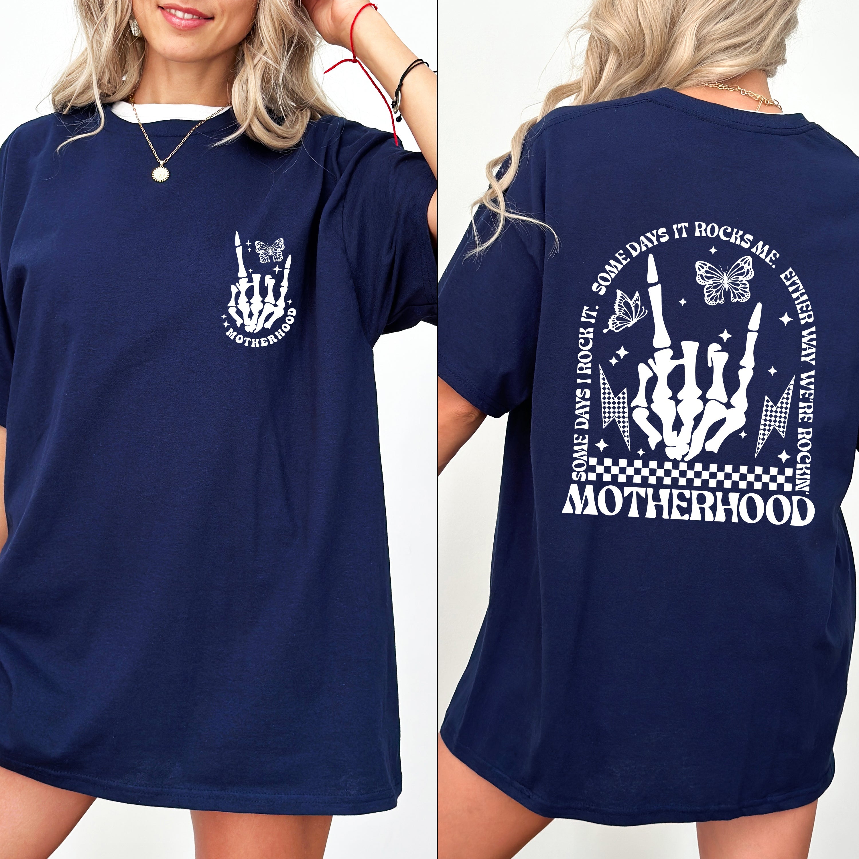 Motherhood Rocks Skeleton Mother's Day Vintage Graphic Edition For Moms Beautiful Classic Everyday Comfort Colors Tee