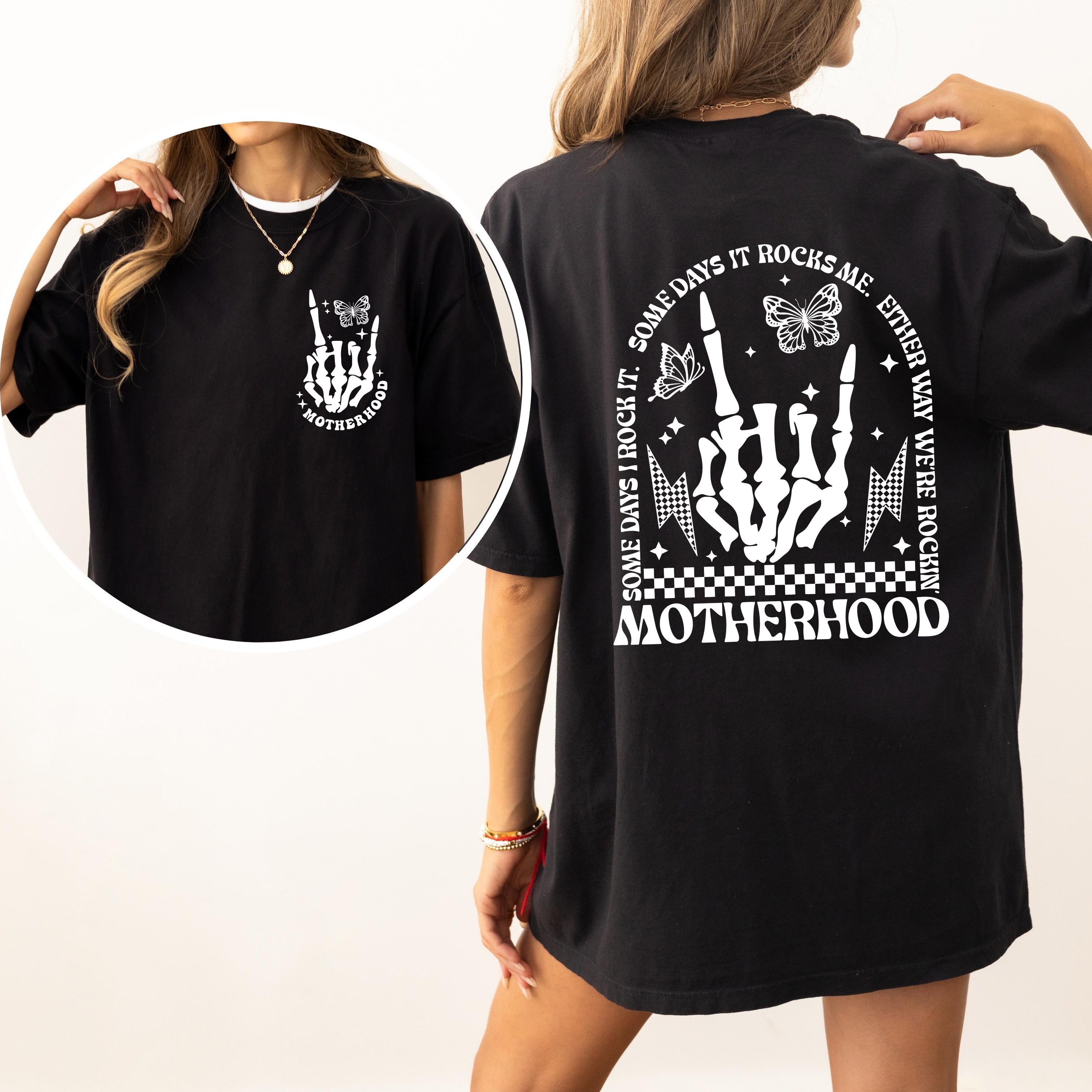 Motherhood Rocks Skeleton Mother's Day Vintage Graphic Edition For Moms Beautiful Classic Everyday Comfort Colors Tee