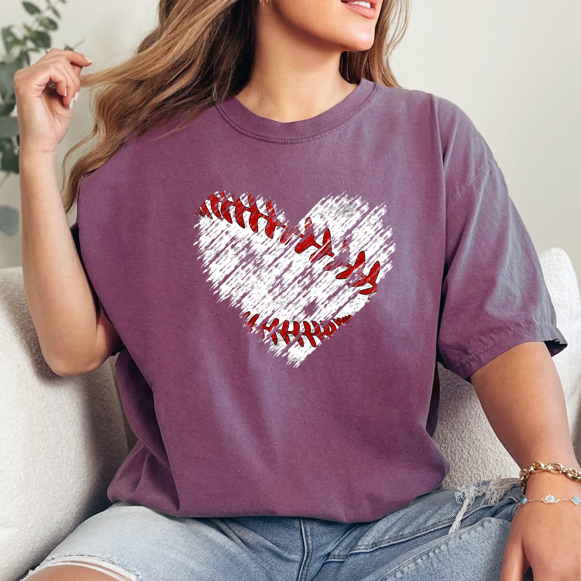 Retro Baseball Heart Vintage Look Soft Everyday Classic Comfort Colors Tee Made For All Day Comfort
