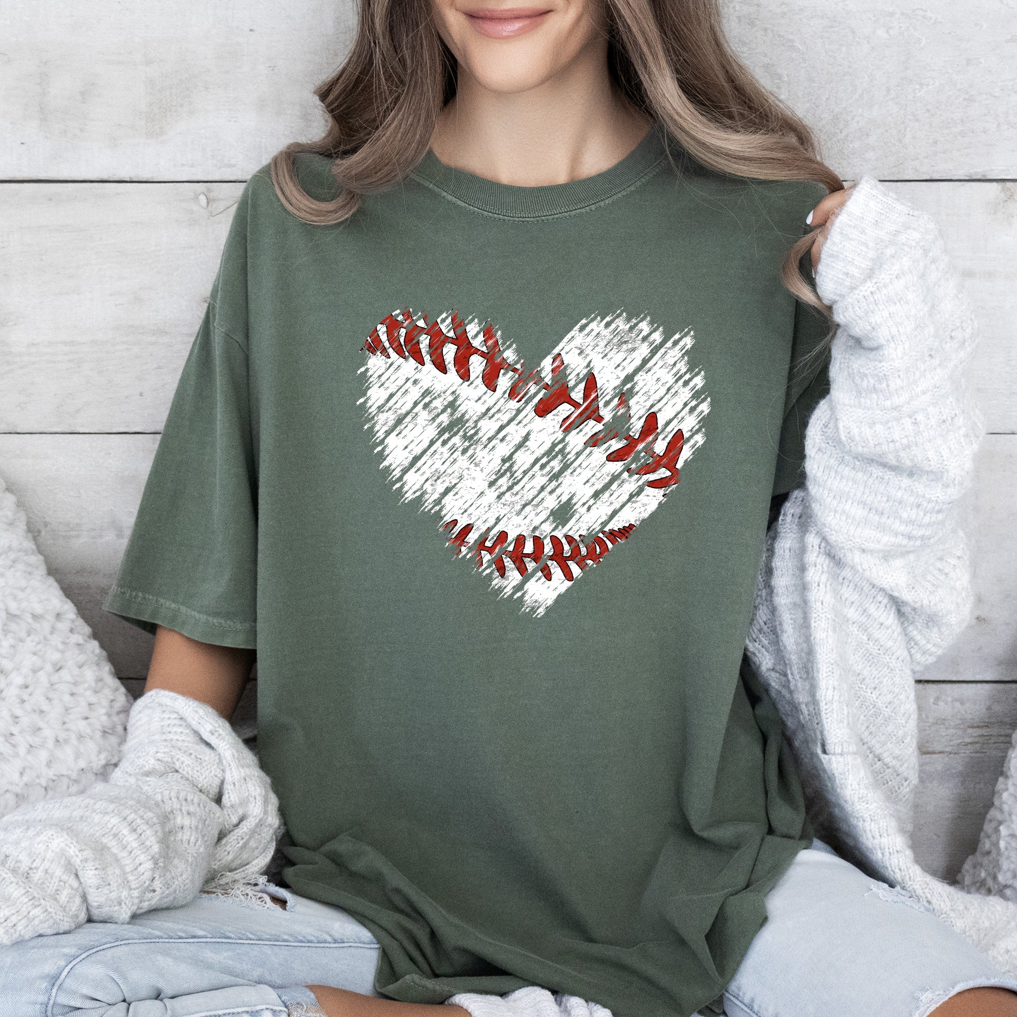 Retro Baseball Heart Vintage Look Soft Everyday Classic Comfort Colors Tee Made For All Day Comfort