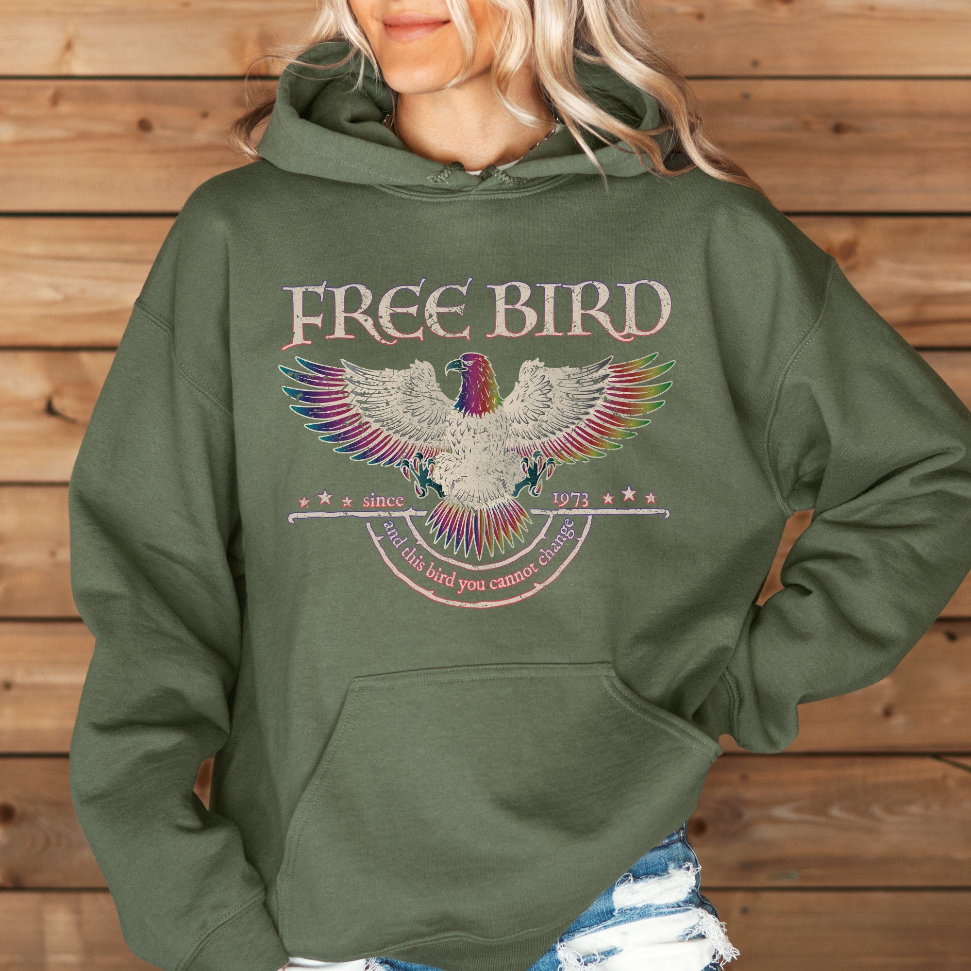 Free Bird Old School Band Retro Rock Graphic Hoodie For Nostalgic Music Lovers Fans Everywhere