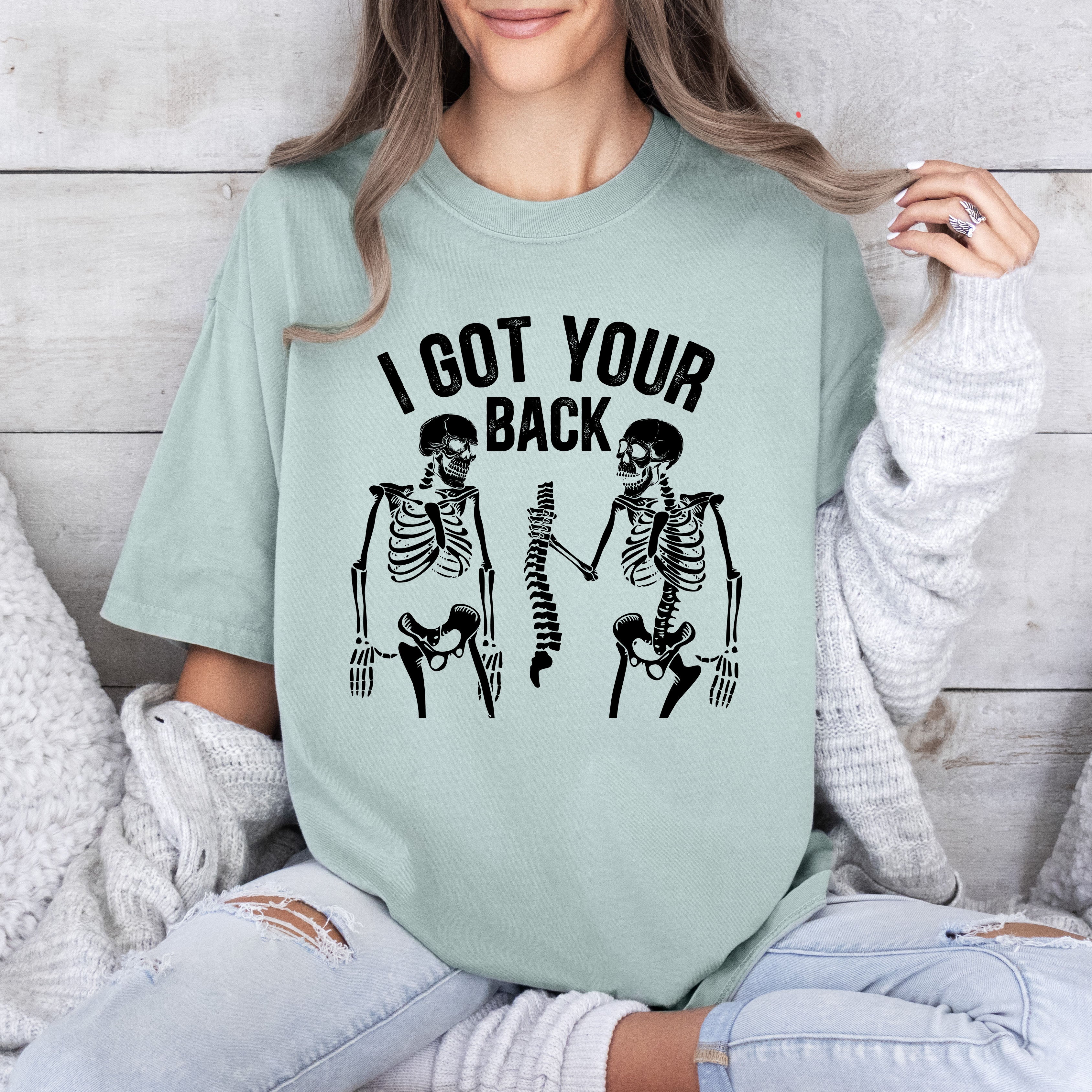 I Got Your Back Skeleton Retro Vintage Bold Graphic Skull Illustration Comfort Colors Tee
