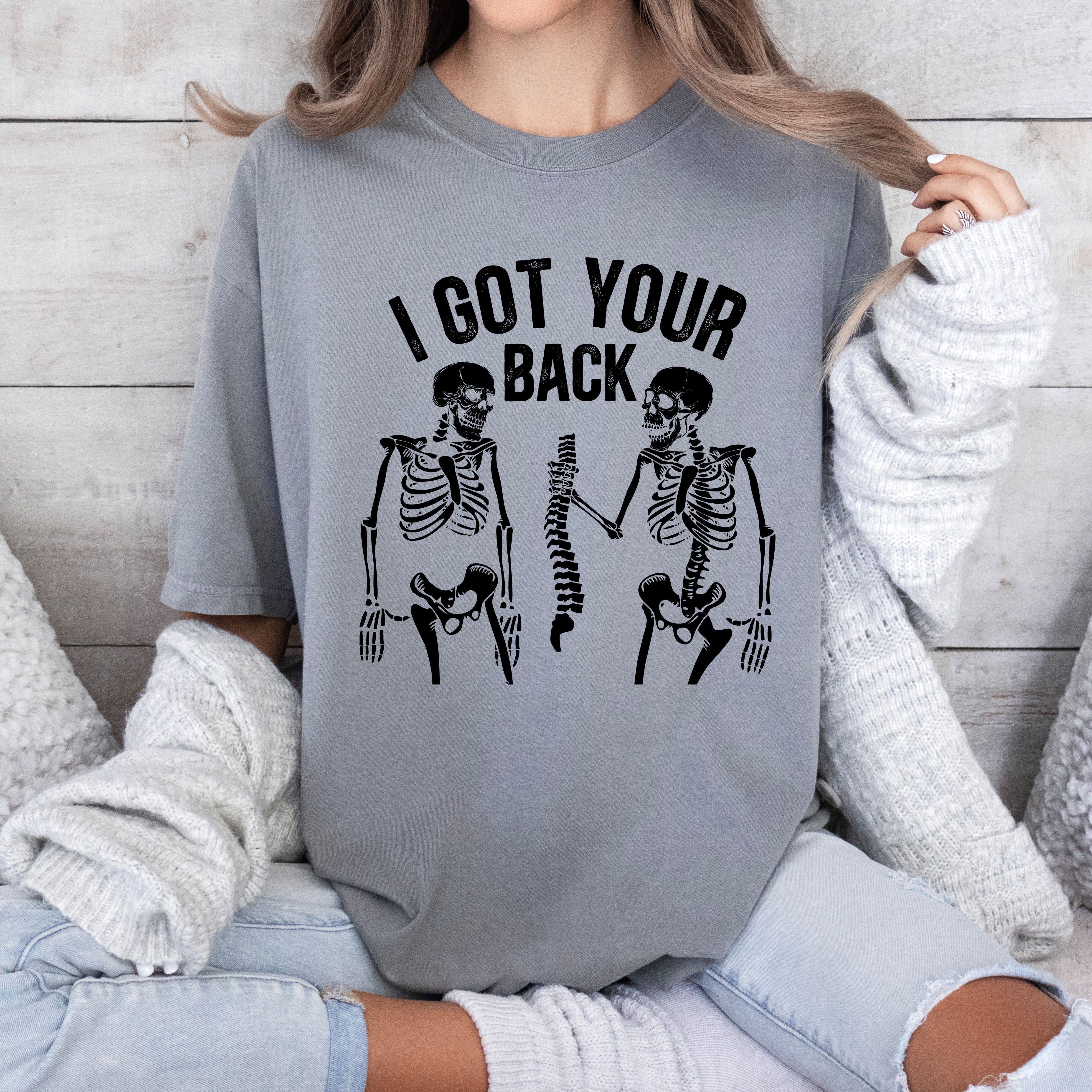 I Got Your Back Skeleton Retro Vintage Bold Graphic Skull Illustration Comfort Colors Tee