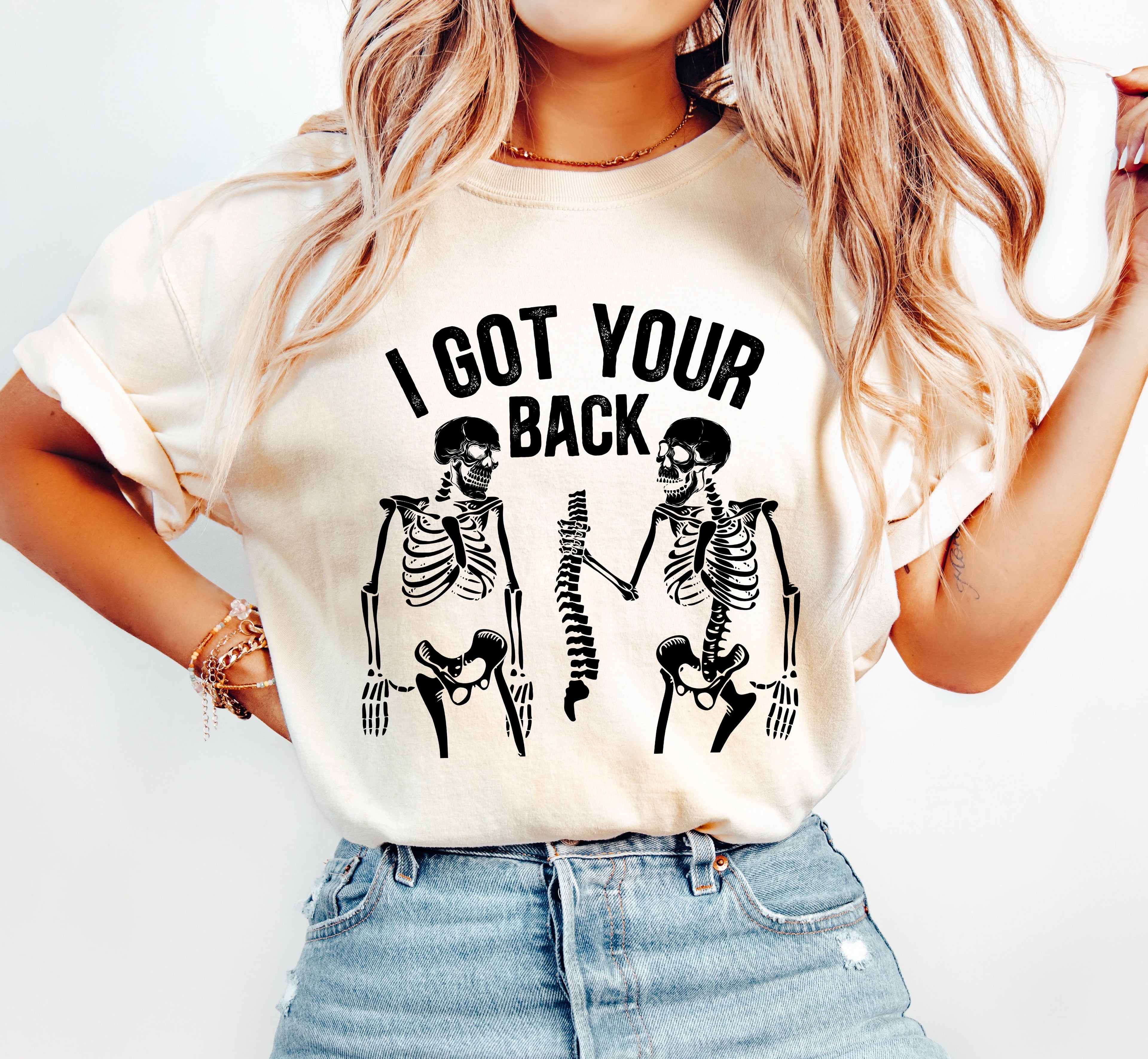 I Got Your Back Skeleton Retro Vintage Bold Graphic Skull Illustration Comfort Colors Tee