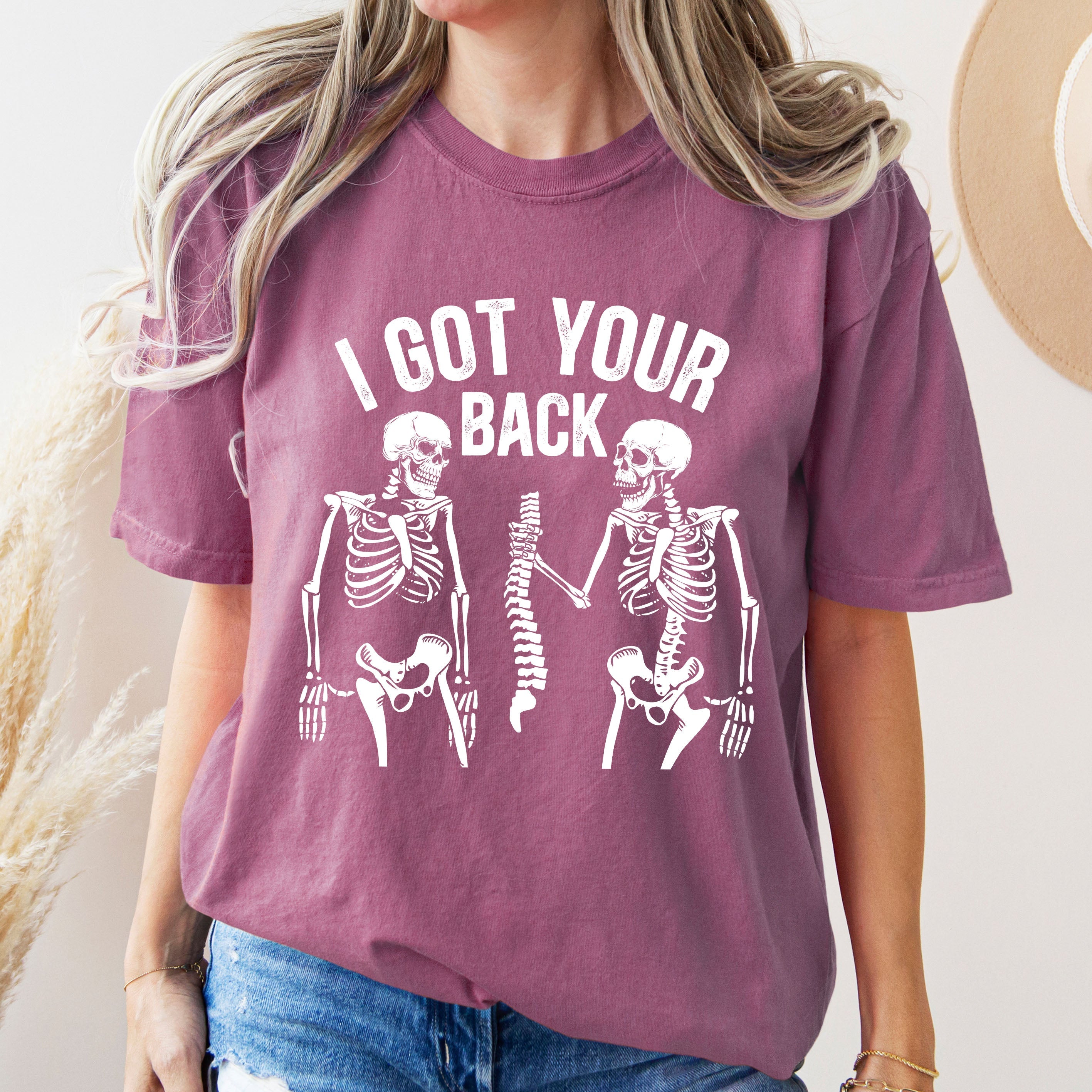 I Got Your Back Skeleton Retro Vintage Bold Graphic Skull Illustration Comfort Colors Tee