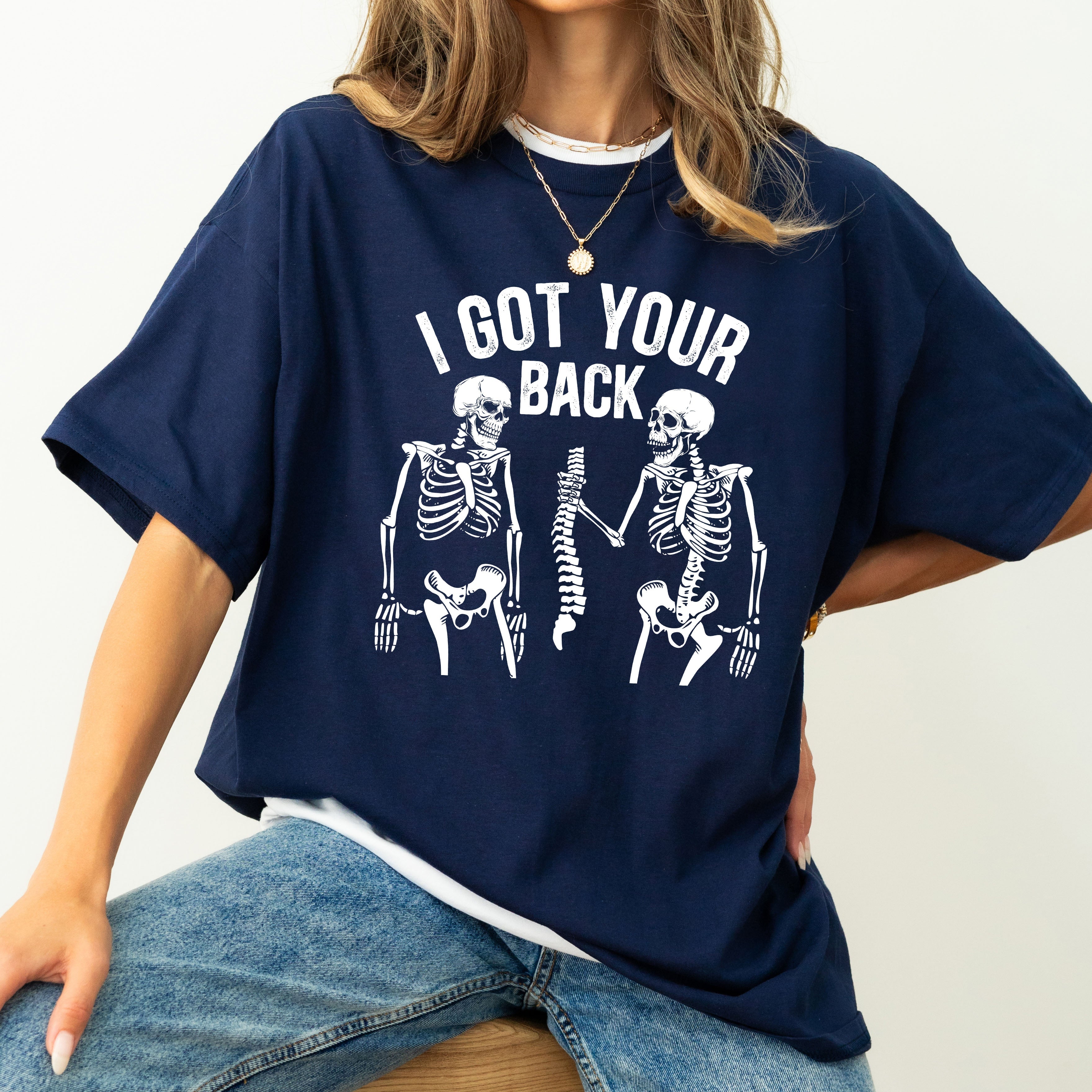 I Got Your Back Skeleton Retro Vintage Bold Graphic Skull Illustration Comfort Colors Tee