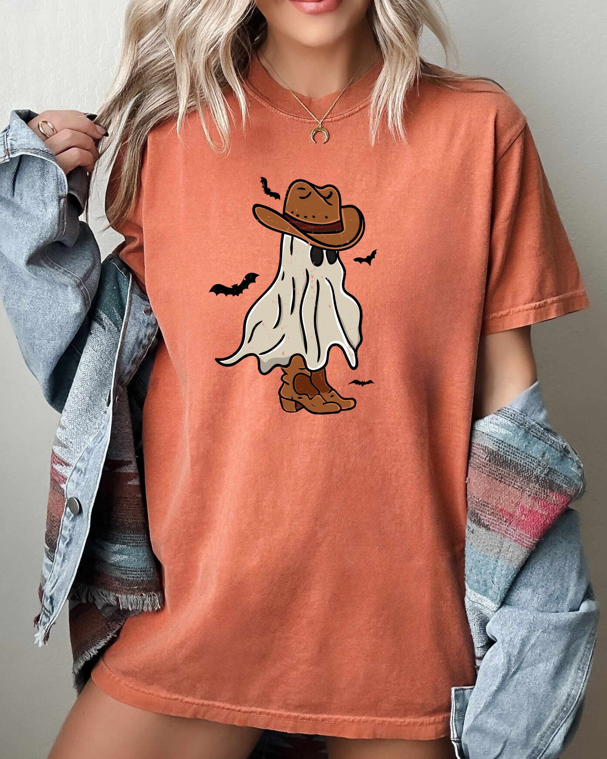 Mini Cowboy Ghost Witch Halloween Spooky Meme Graphic Limited Edition Comfort Colors Tee