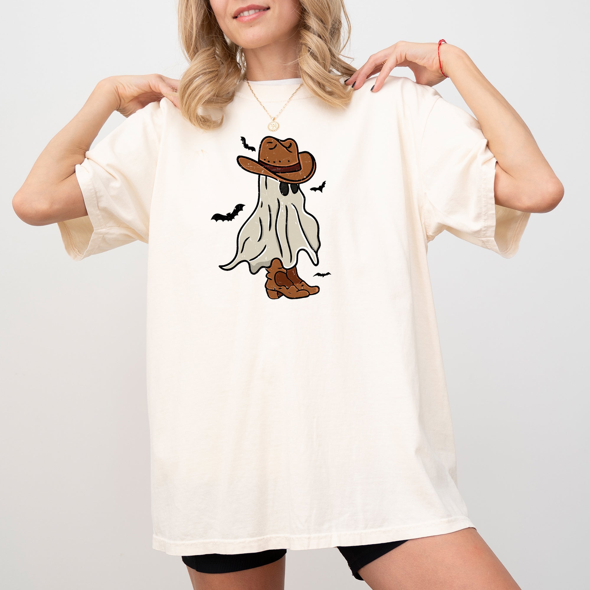 Mini Cowboy Ghost Witch Halloween Spooky Meme Graphic Limited Edition Comfort Colors Tee