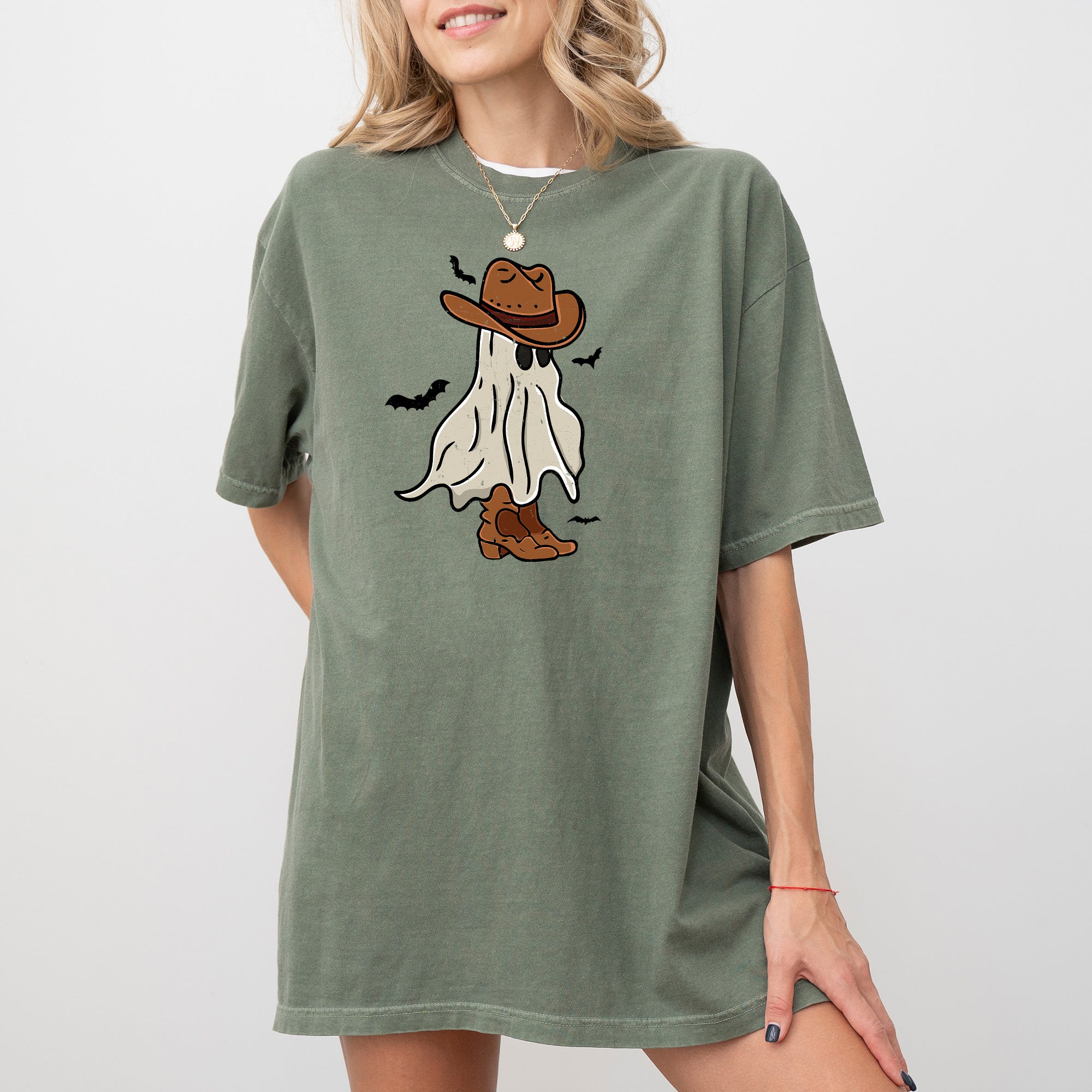 Mini Cowboy Ghost Witch Halloween Spooky Meme Graphic Limited Edition Comfort Colors Tee