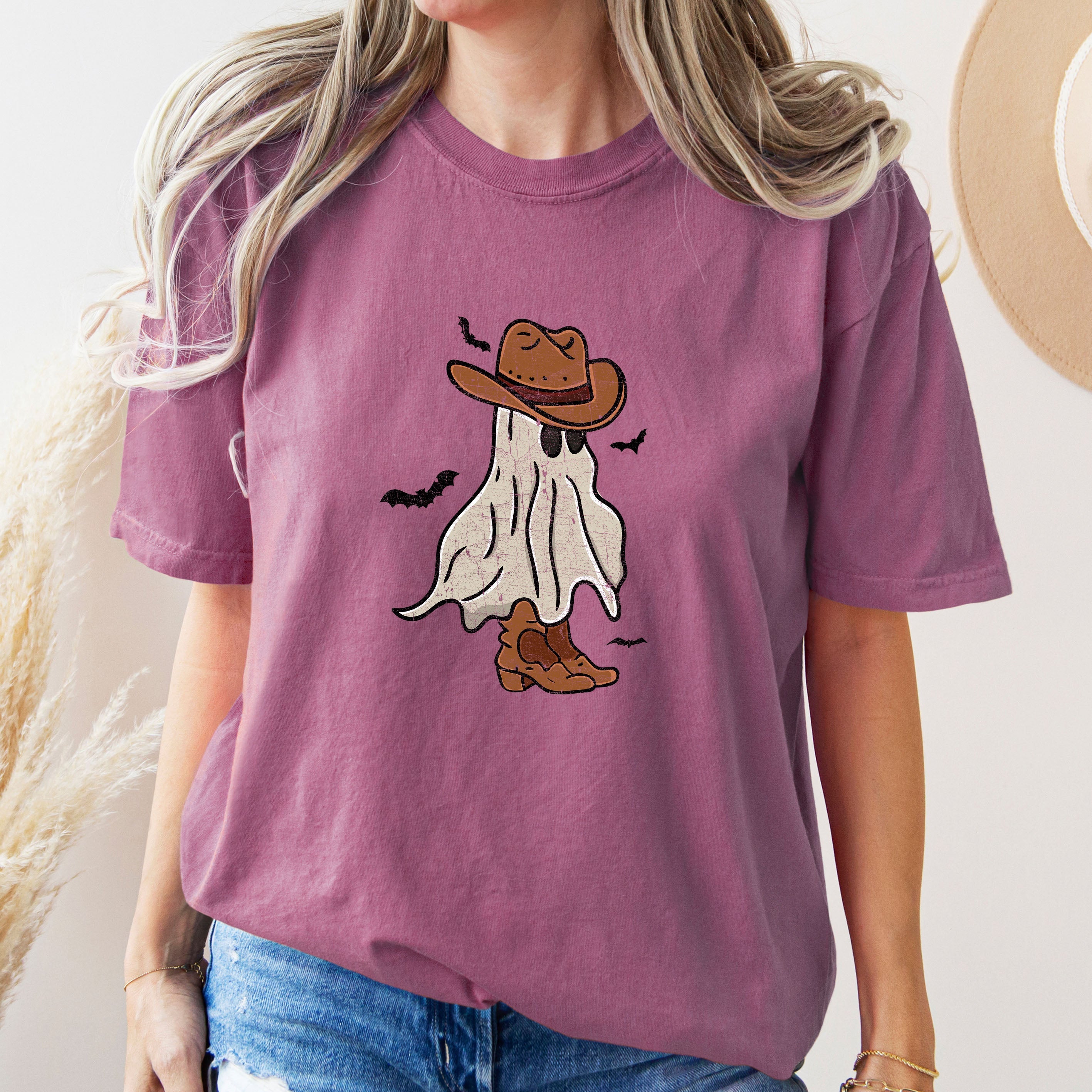 Mini Cowboy Ghost Retro Vintage Western Whimsical Nostalgic Americana Character Comfort Colors Tee