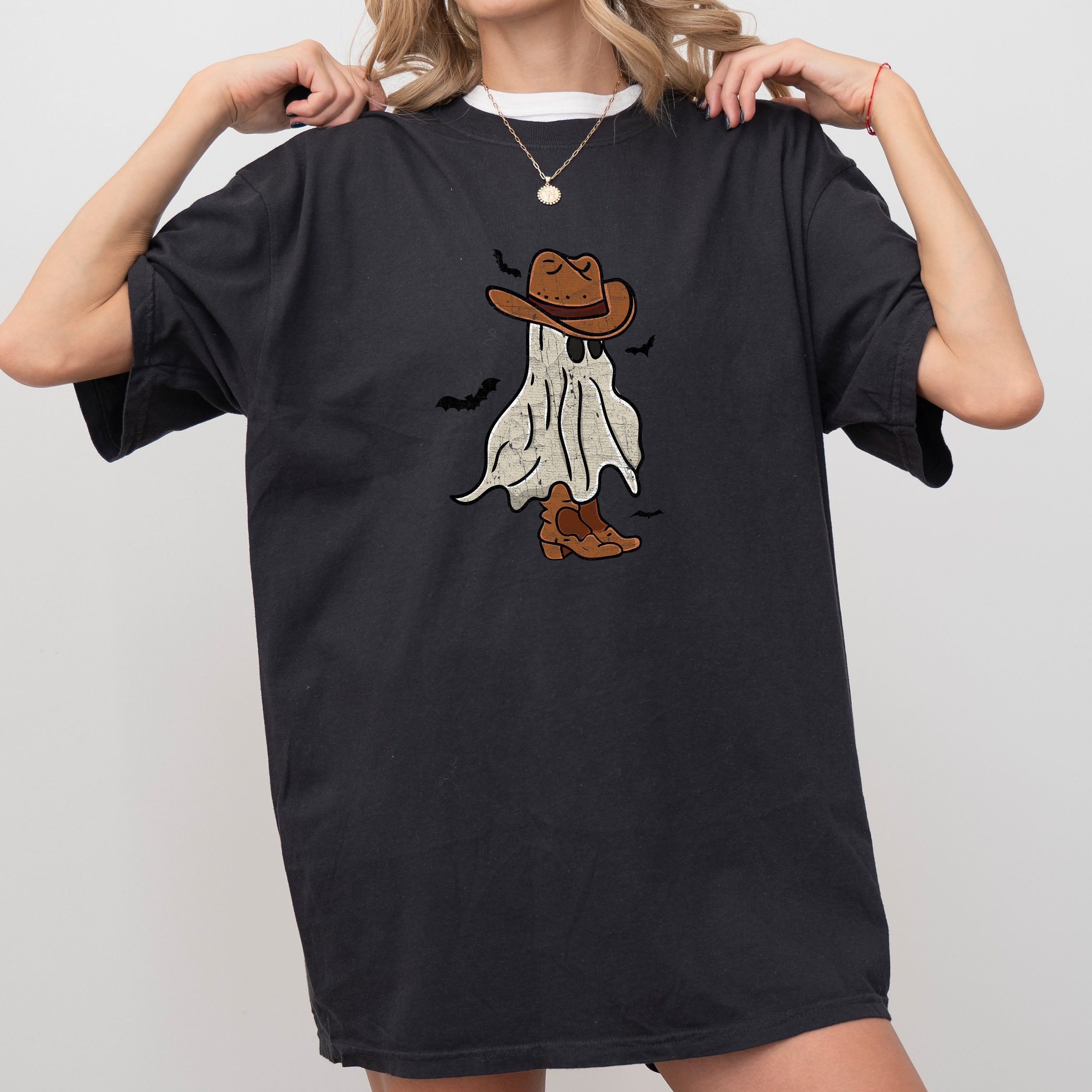 Mini Cowboy Ghost Retro Vintage Western Whimsical Nostalgic Americana Character Comfort Colors Tee