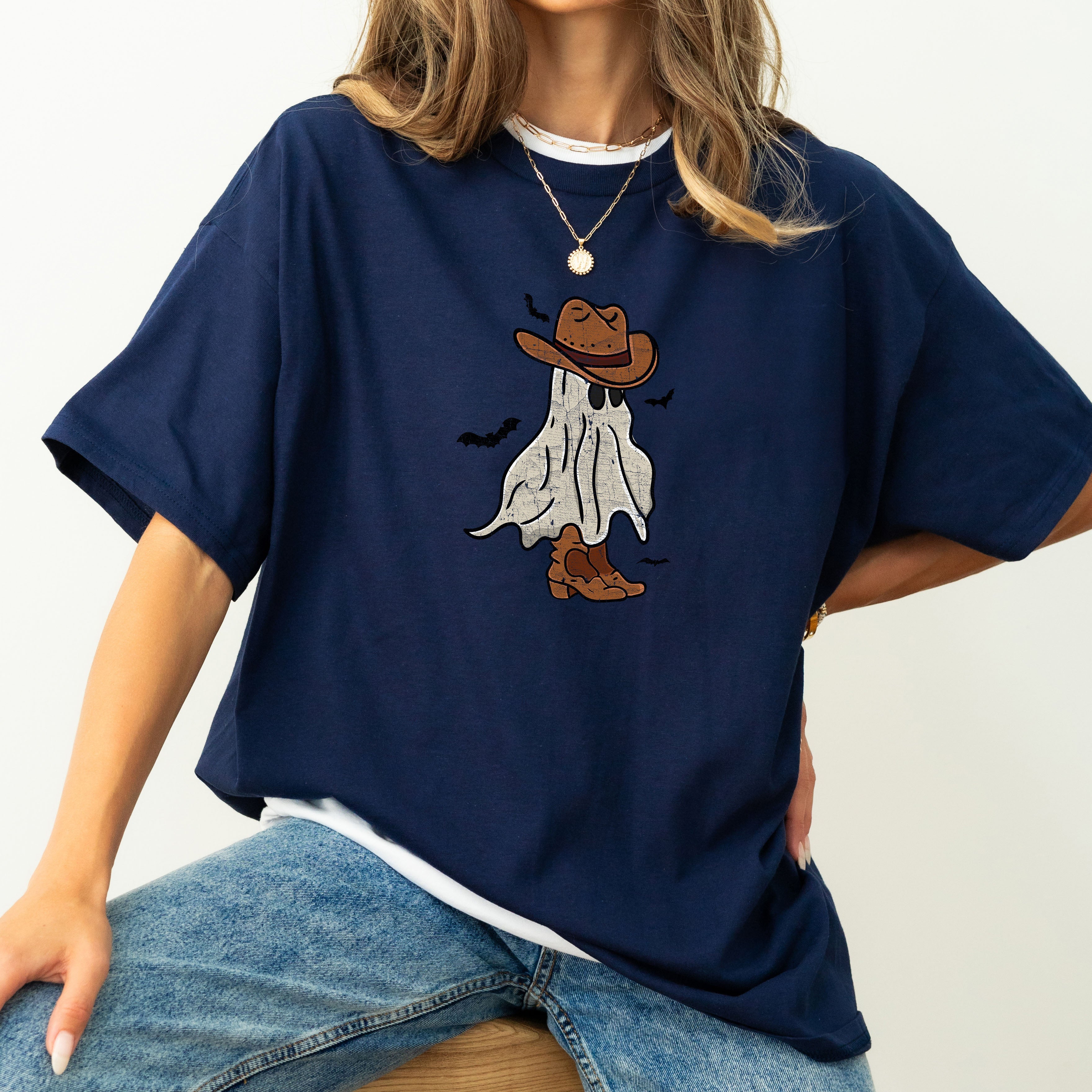 Mini Cowboy Ghost Retro Vintage Western Whimsical Nostalgic Americana Character Comfort Colors Tee