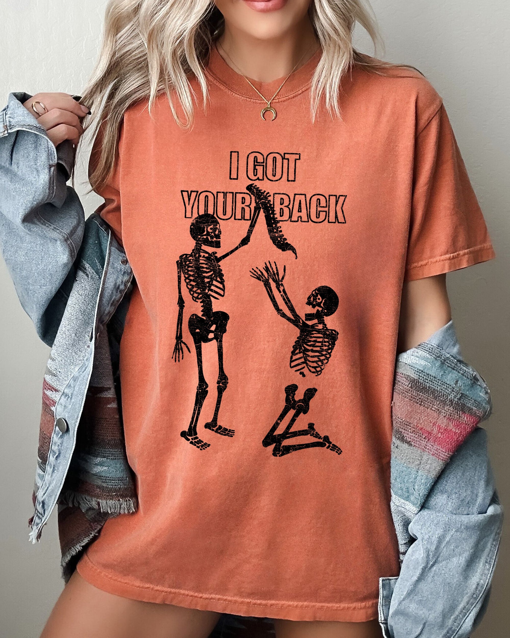 I Got Your Back Skeleton Witch Meme Halloween Spooky Vintage Gothic Graphic Comfort Colors Tee