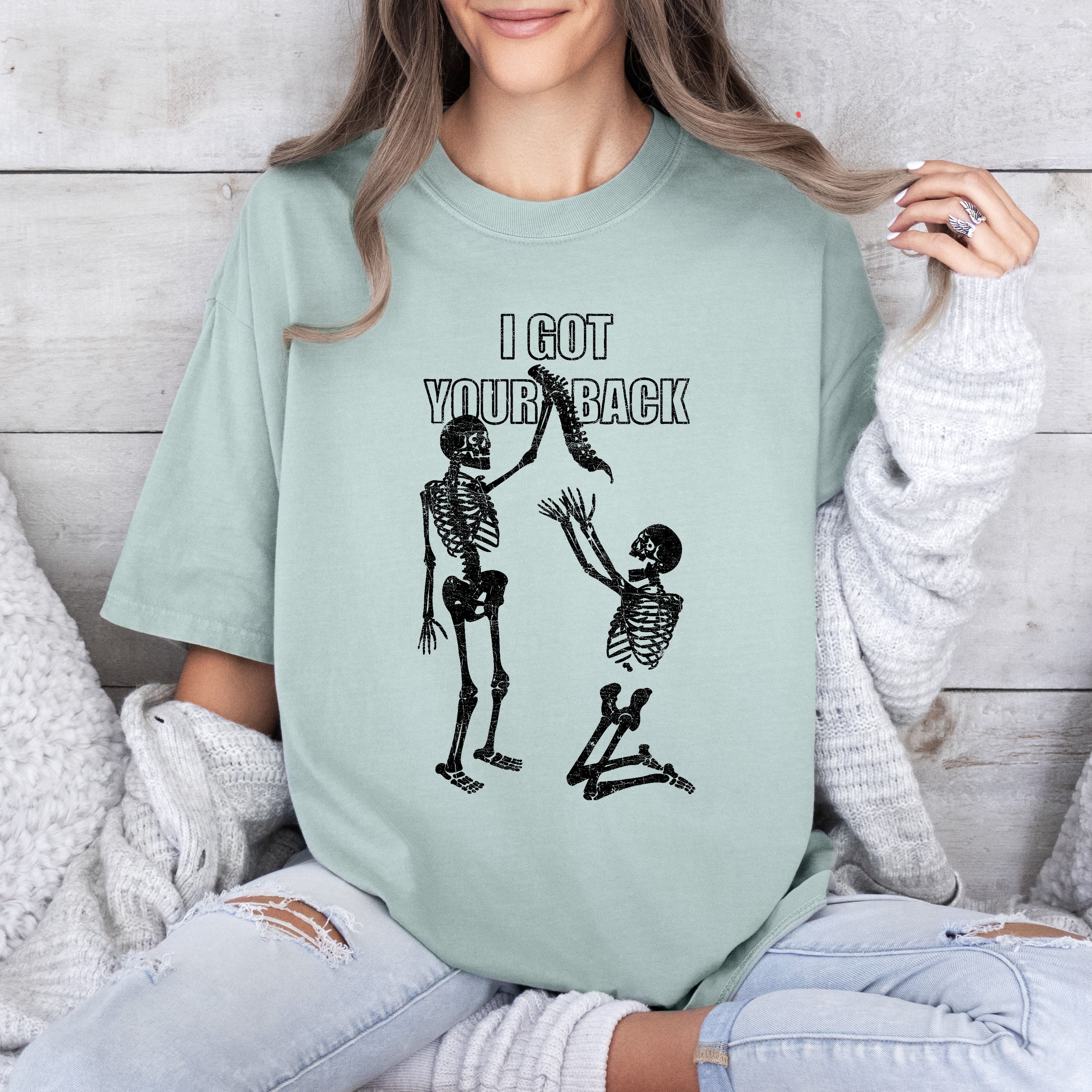I Got Your Back, Funny Skeleton Retro Vintage Graphic Artwork Collection Comfort Colors Tee