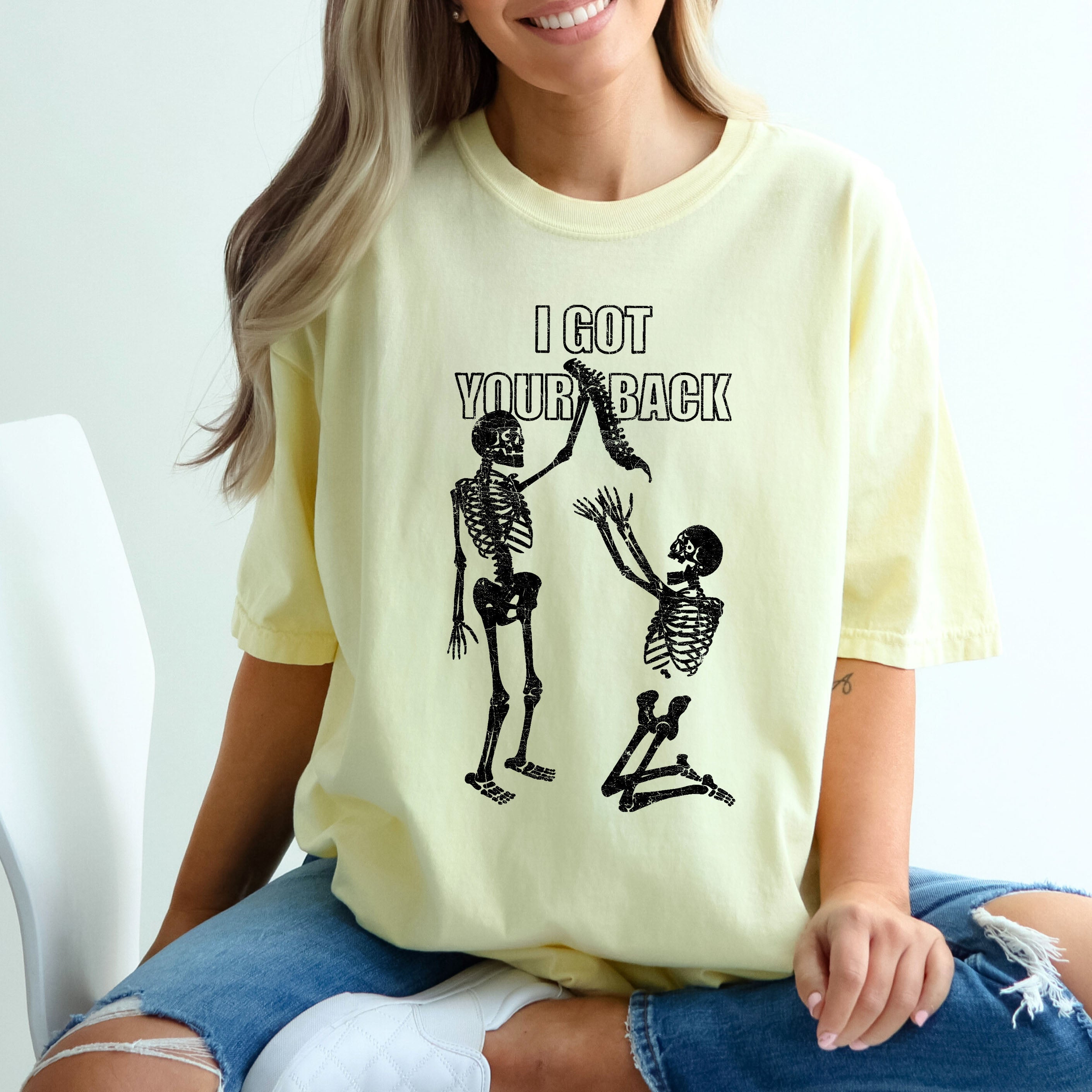 I Got Your Back, Funny Skeleton Retro Vintage Graphic Artwork Collection Comfort Colors Tee