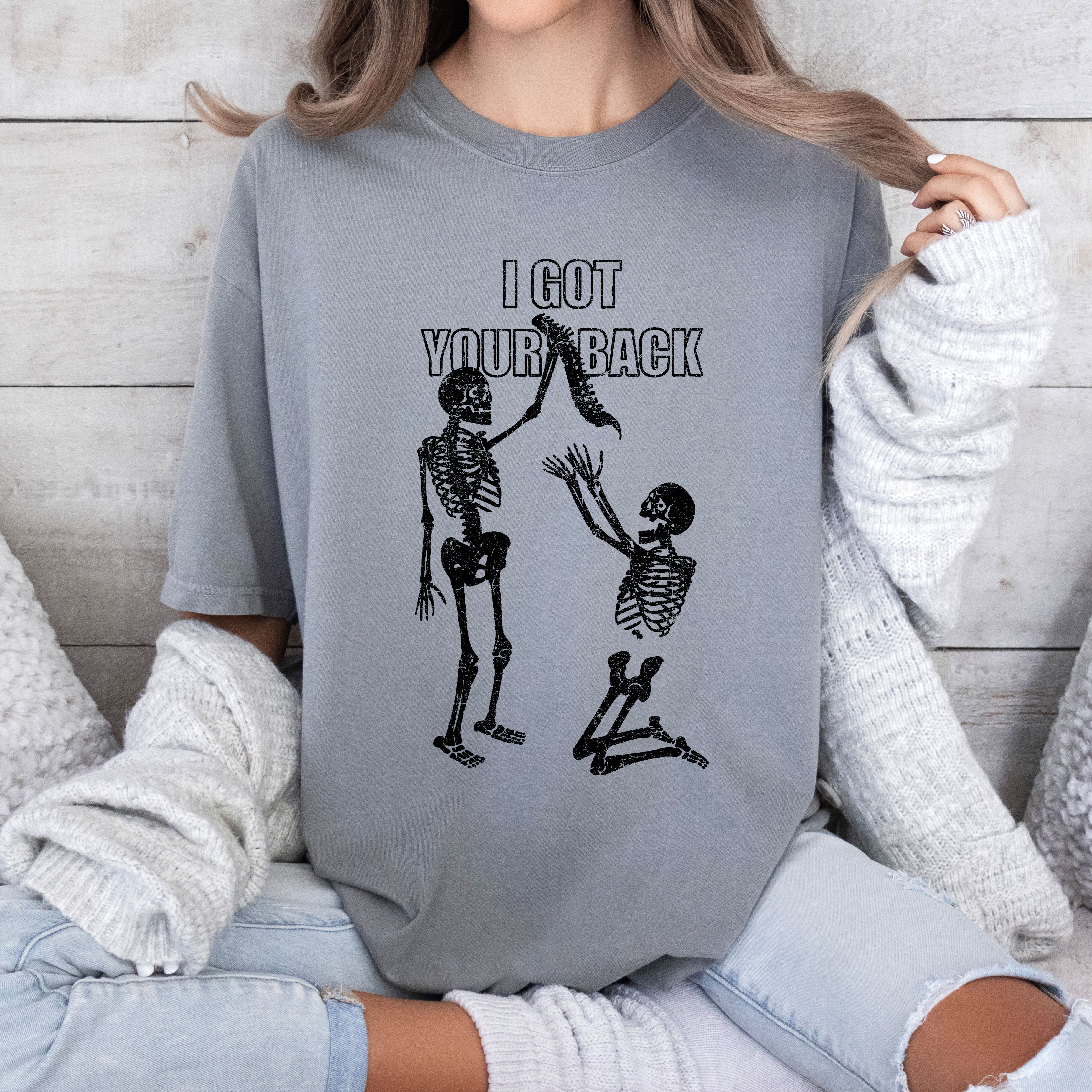 I Got Your Back, Funny Skeleton Retro Vintage Graphic Artwork Collection Comfort Colors Tee