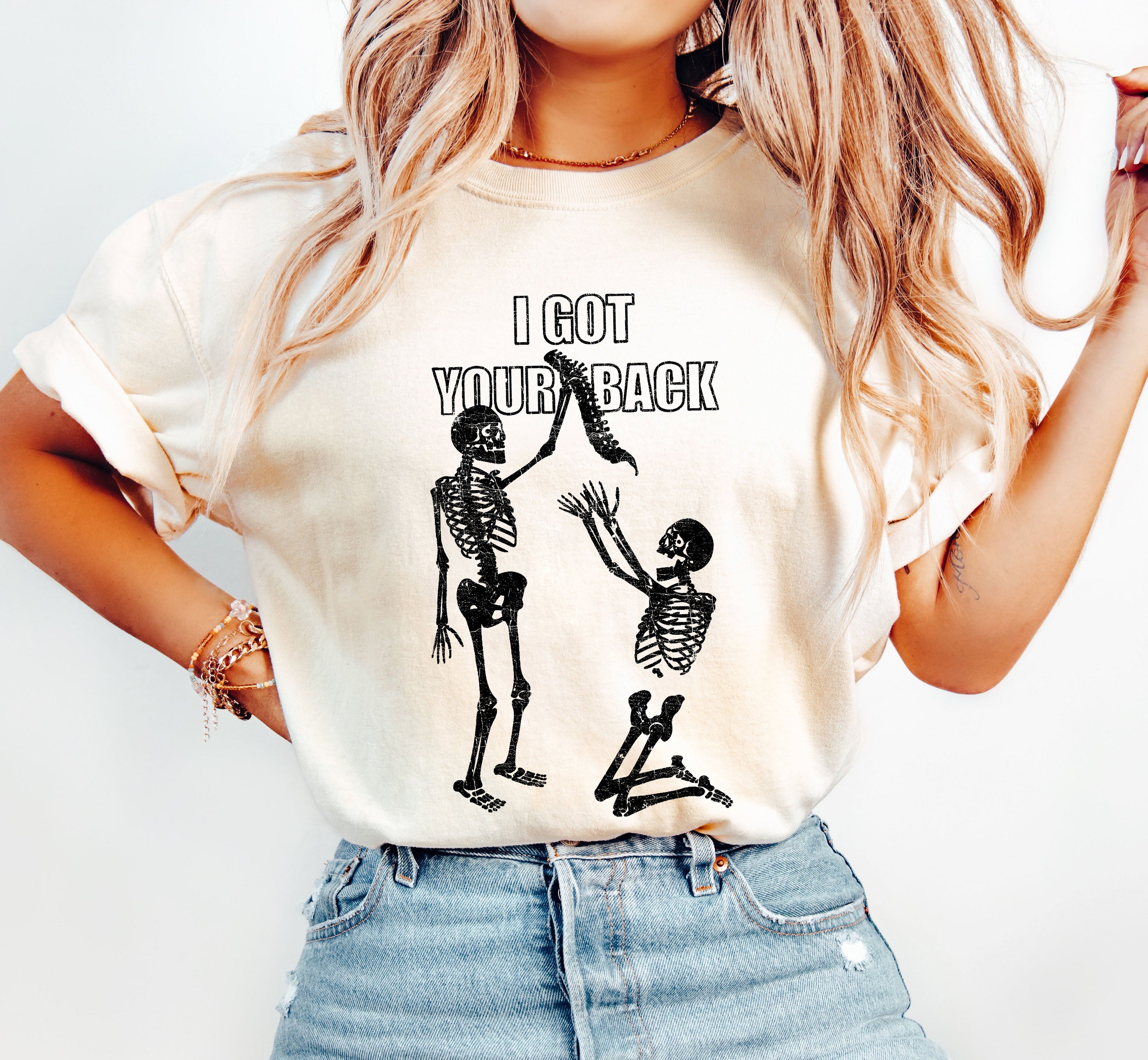 I Got Your Back, Funny Skeleton Retro Vintage Graphic Artwork Collection Comfort Colors Tee