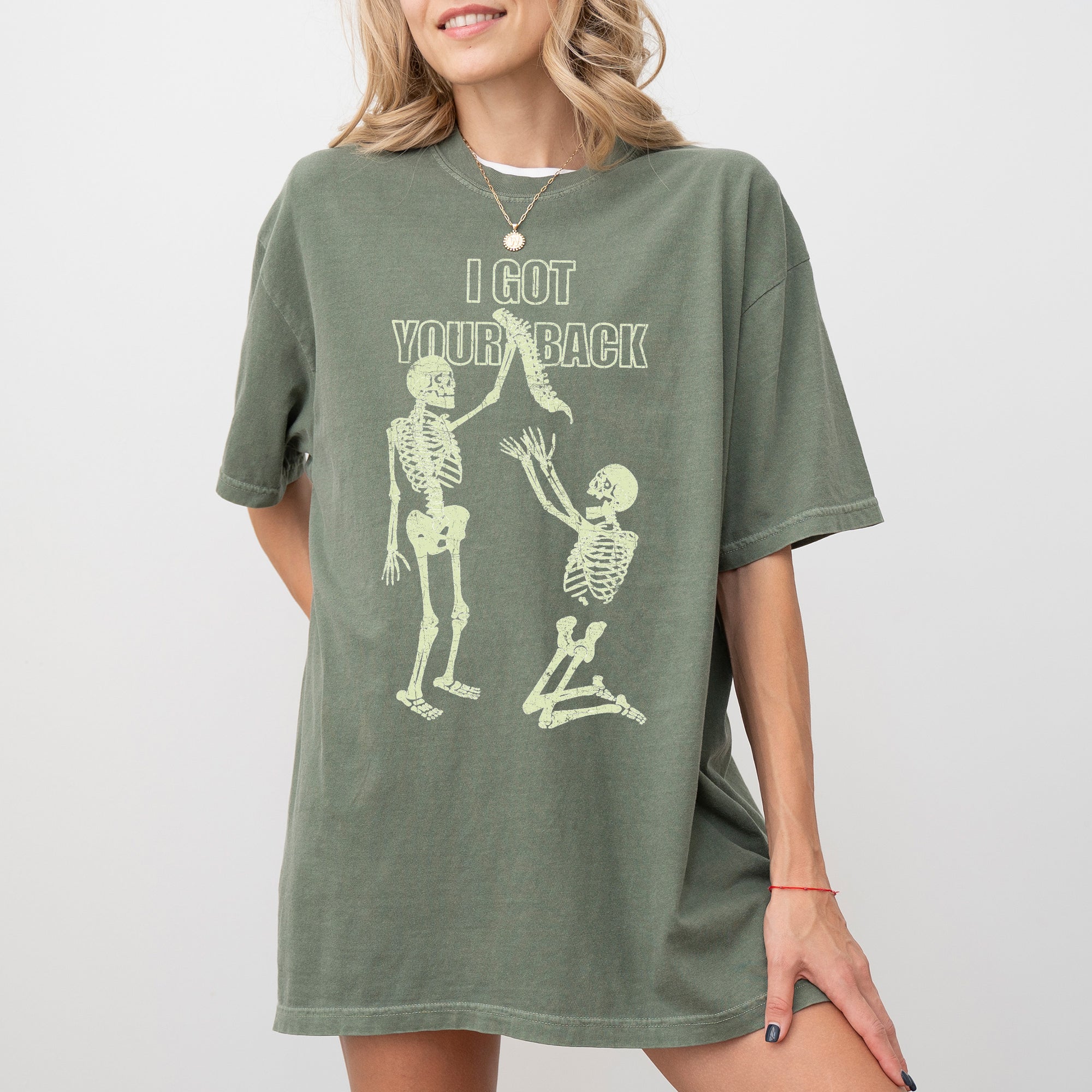 I Got Your Back Skeleton Witch Meme Halloween Spooky Vintage Gothic Graphic Comfort Colors Tee