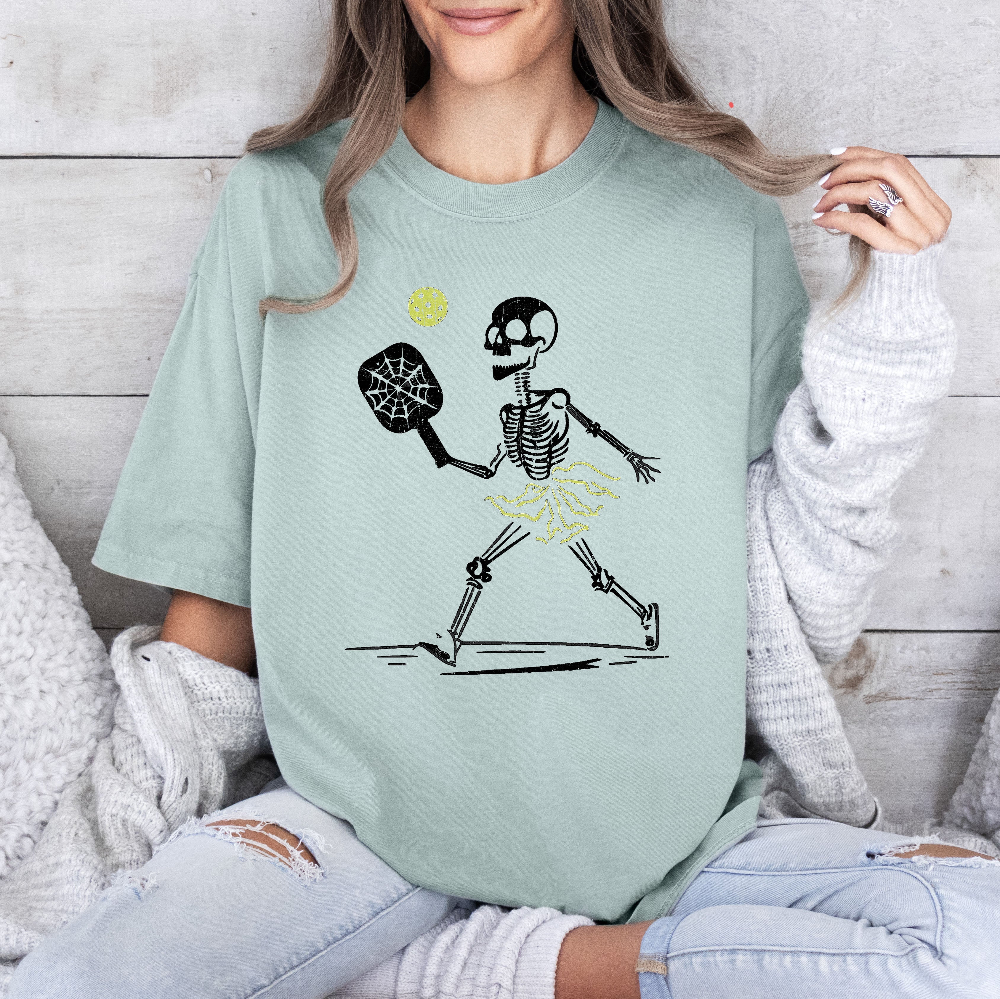 Skeleton Pickleball Funny Retro Aesthetic Vintage Classic Limited Edition Comfort Colors Tee