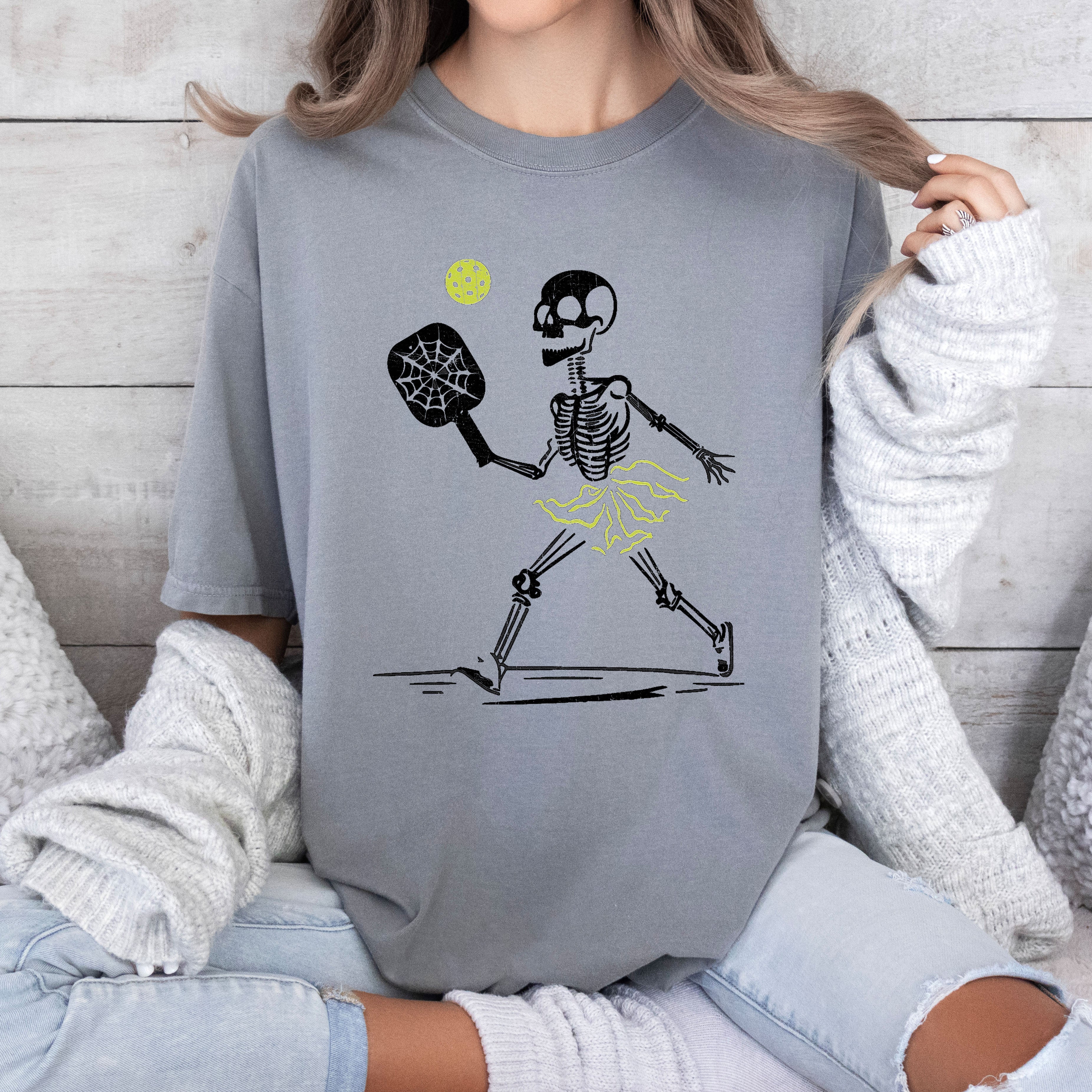 Skeleton Pickleball Funny Retro Aesthetic Vintage Classic Limited Edition Comfort Colors Tee