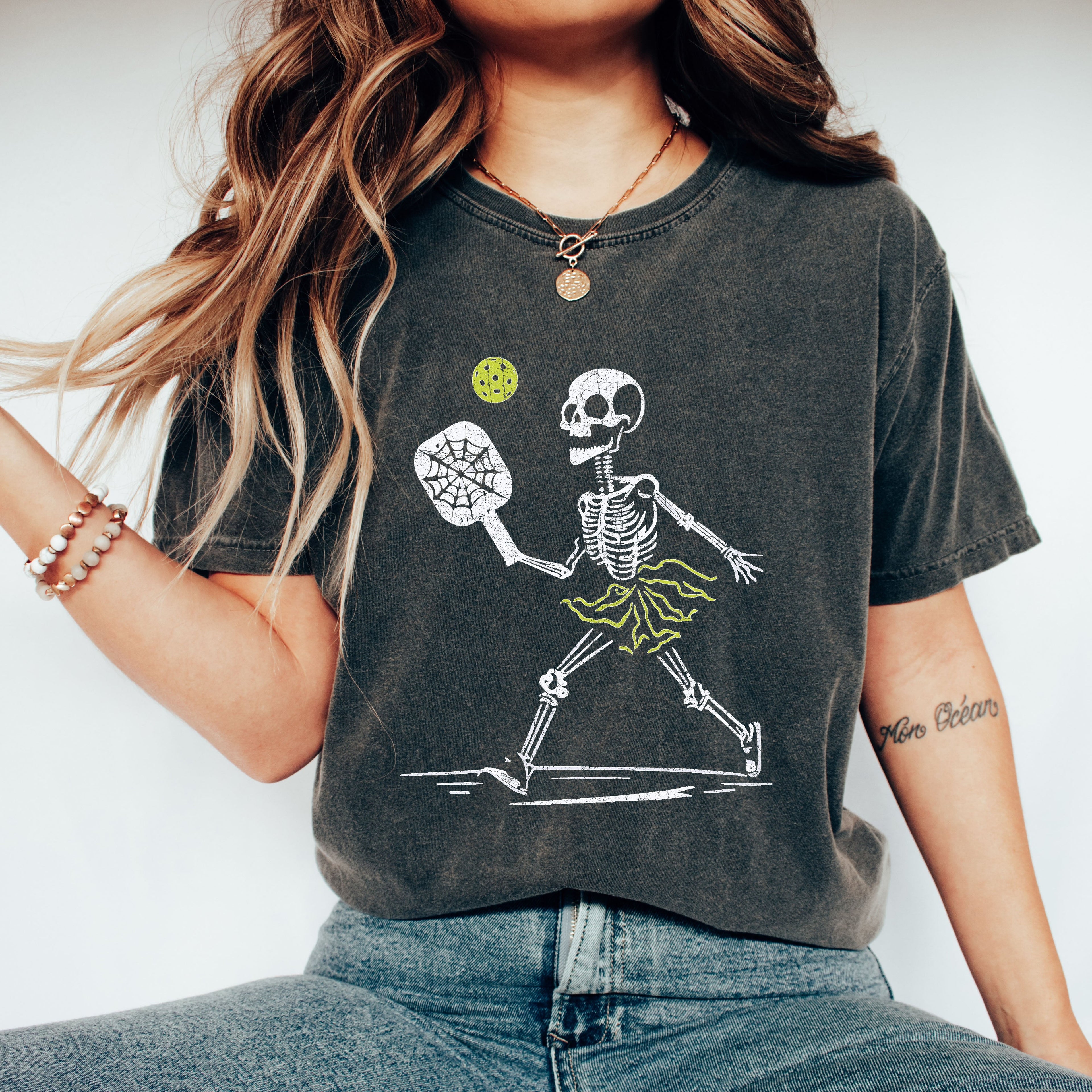 Skeleton Pickleball Funny Retro Aesthetic Vintage Classic Limited Edition Comfort Colors Tee