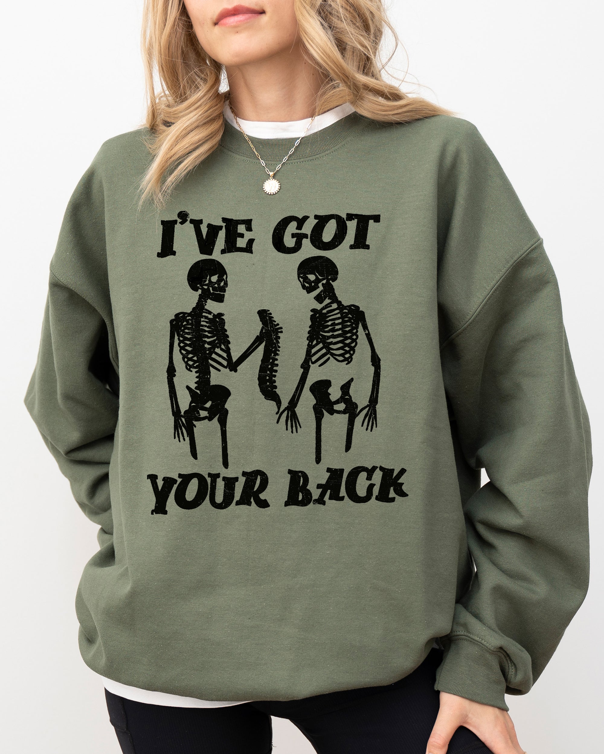 I've Got Your Back Funny Skeleton Retro Aesthetic Vintage Cozy Graphic Sweatshirt