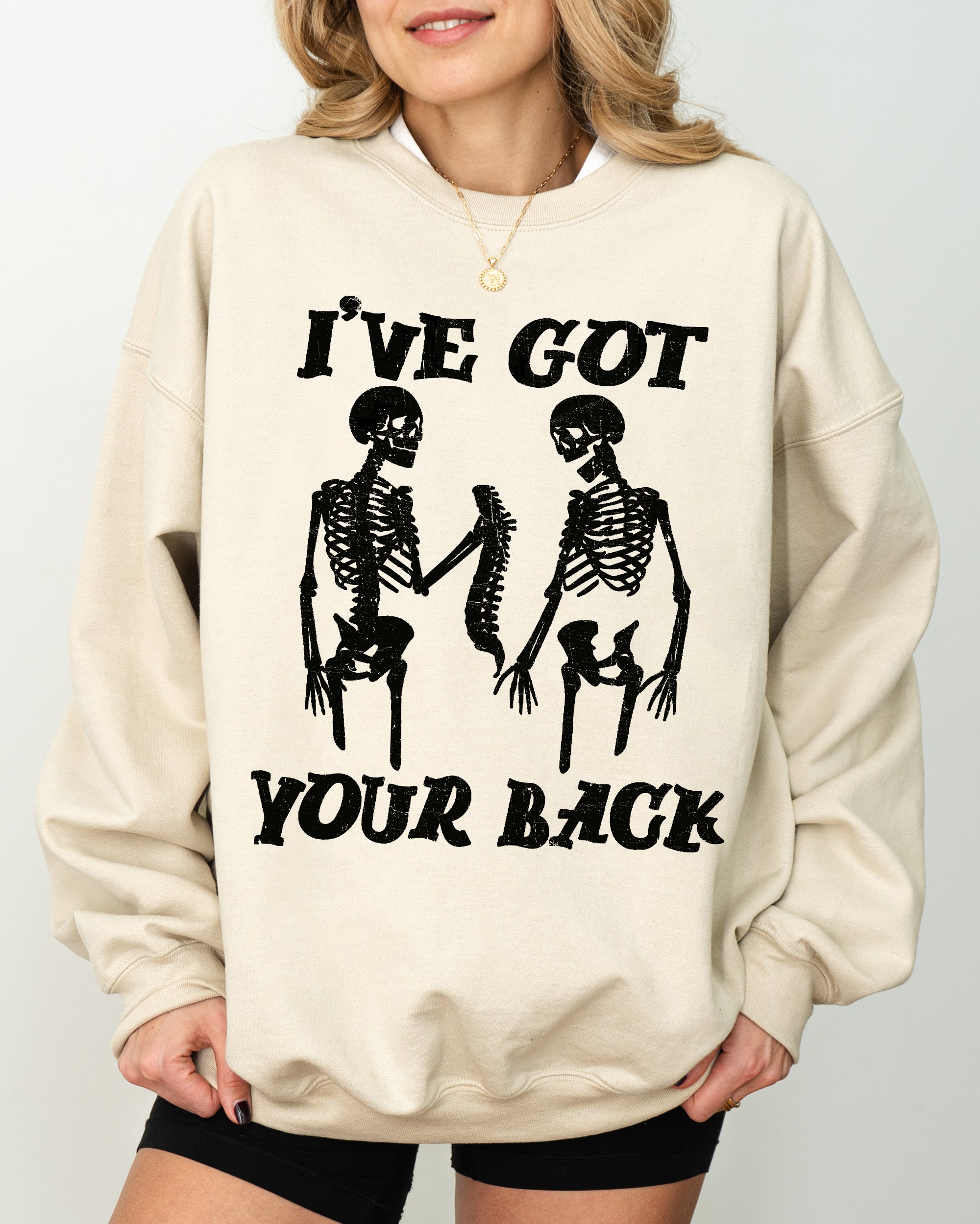 I've Got Your Back Funny Skeleton Retro Aesthetic Vintage Cozy Graphic Sweatshirt