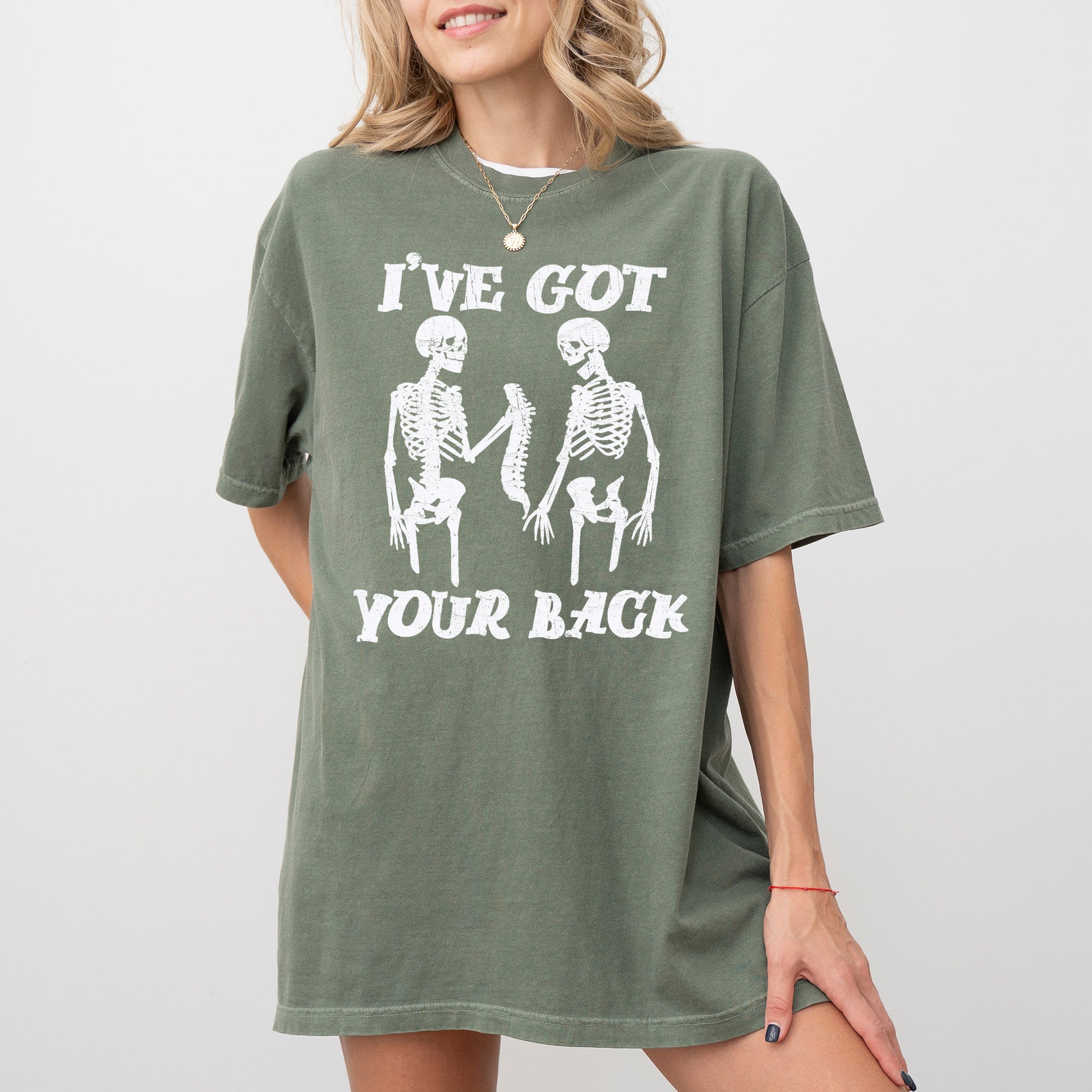 I've Got Your Back Skeleton Witch Meme Halloween Spooky Costume Comfort Colors Tee