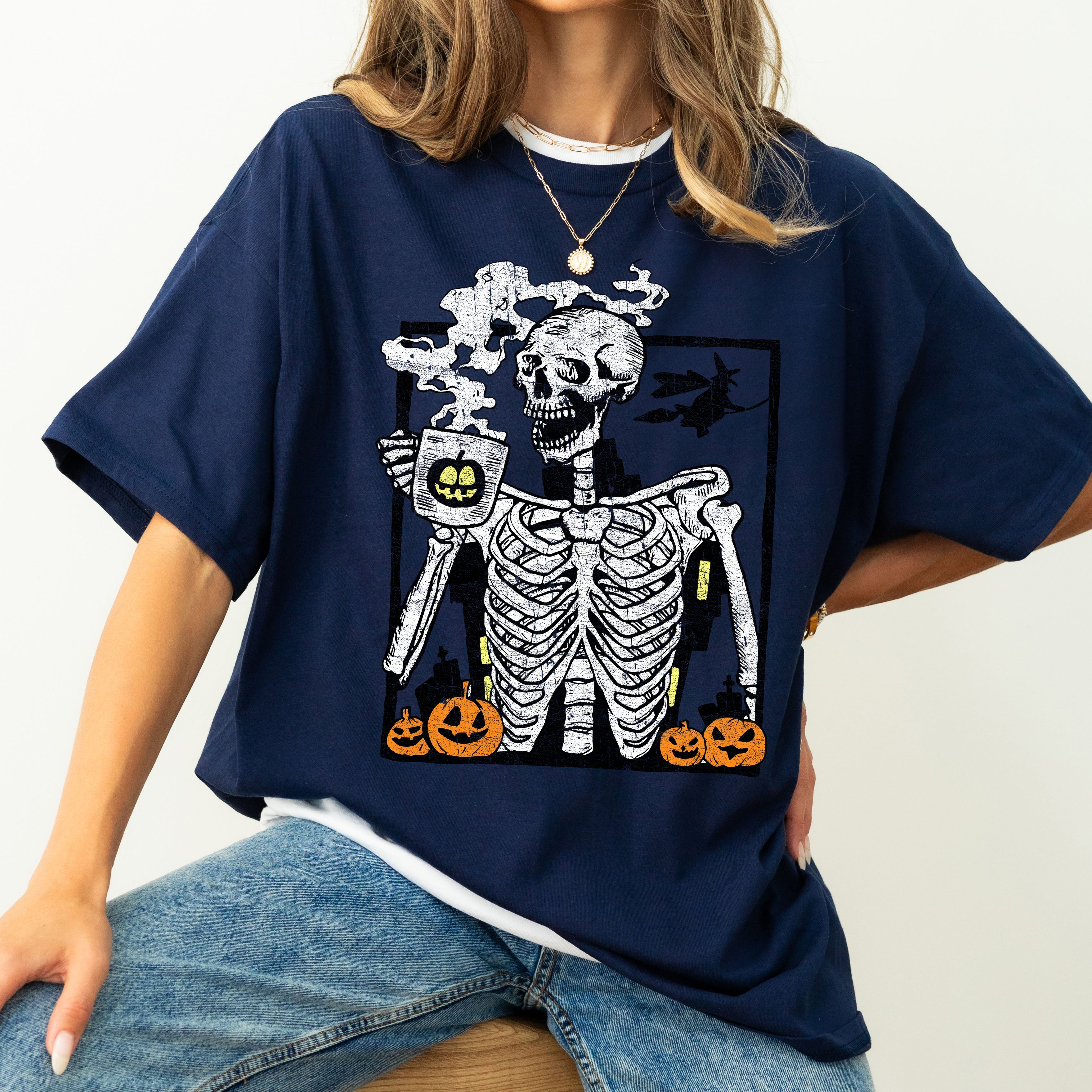 Skeleton Coffee Mom Retro Aesthetic Vintage Vibes Edition Bold Comfort Colors Tee
