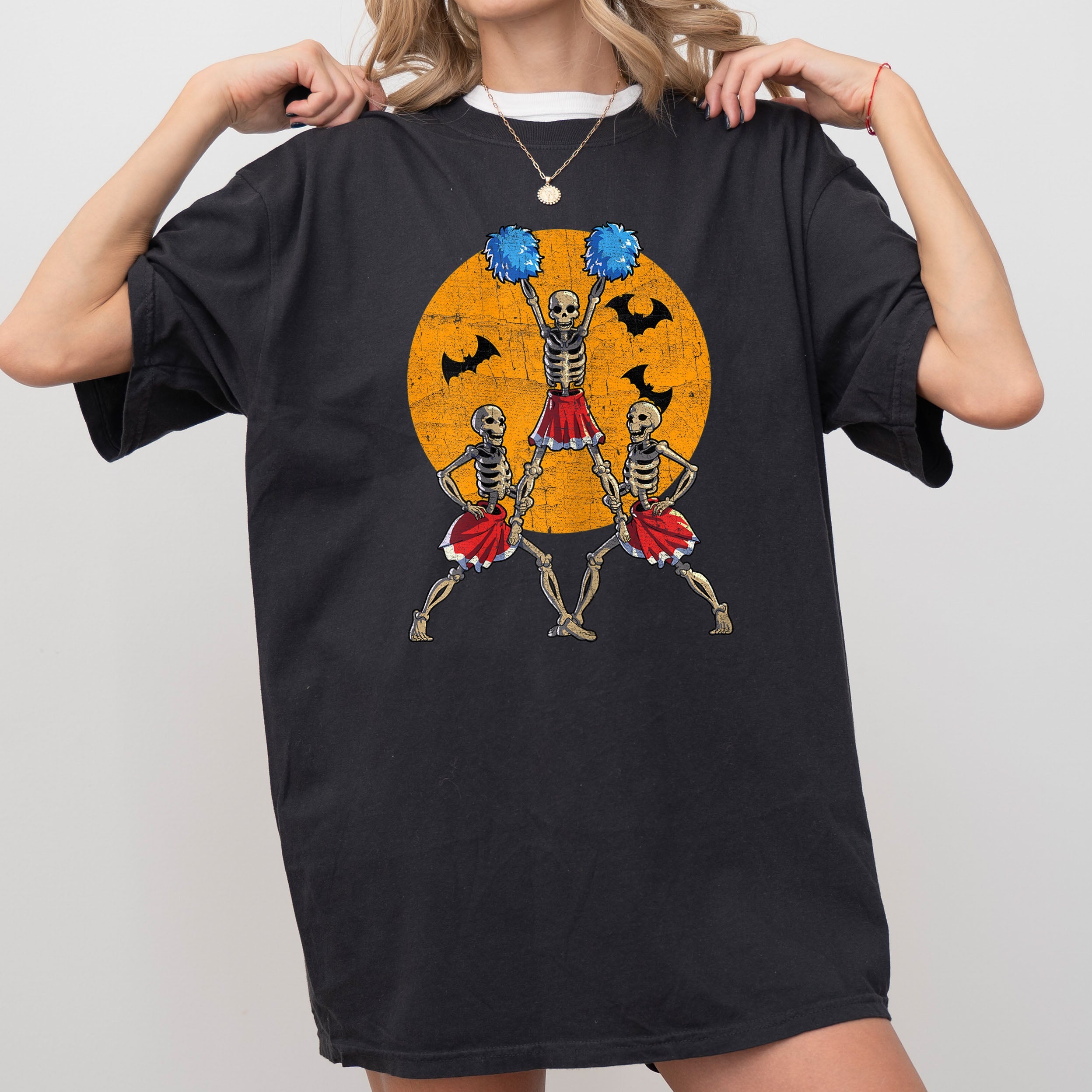 Cheerleader Skeletons Dance Retro Aesthetic Vintage Graphic Illustration Comfort Colors Tee