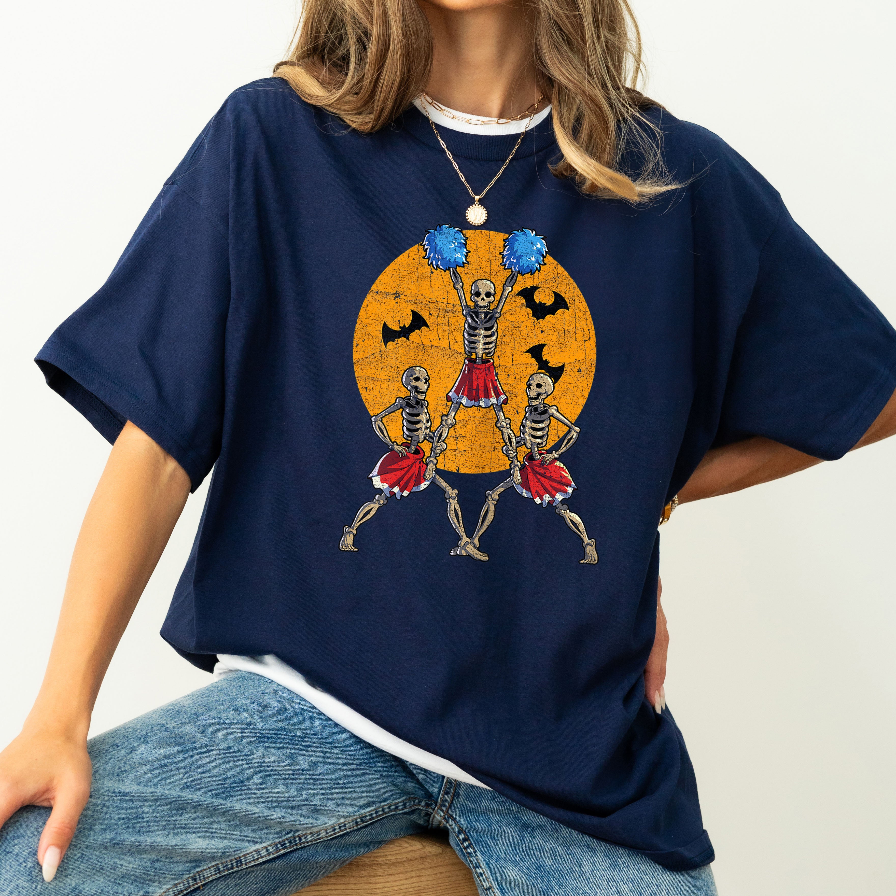 Cheerleader Skeletons Dance Retro Aesthetic Vintage Graphic Illustration Comfort Colors Tee
