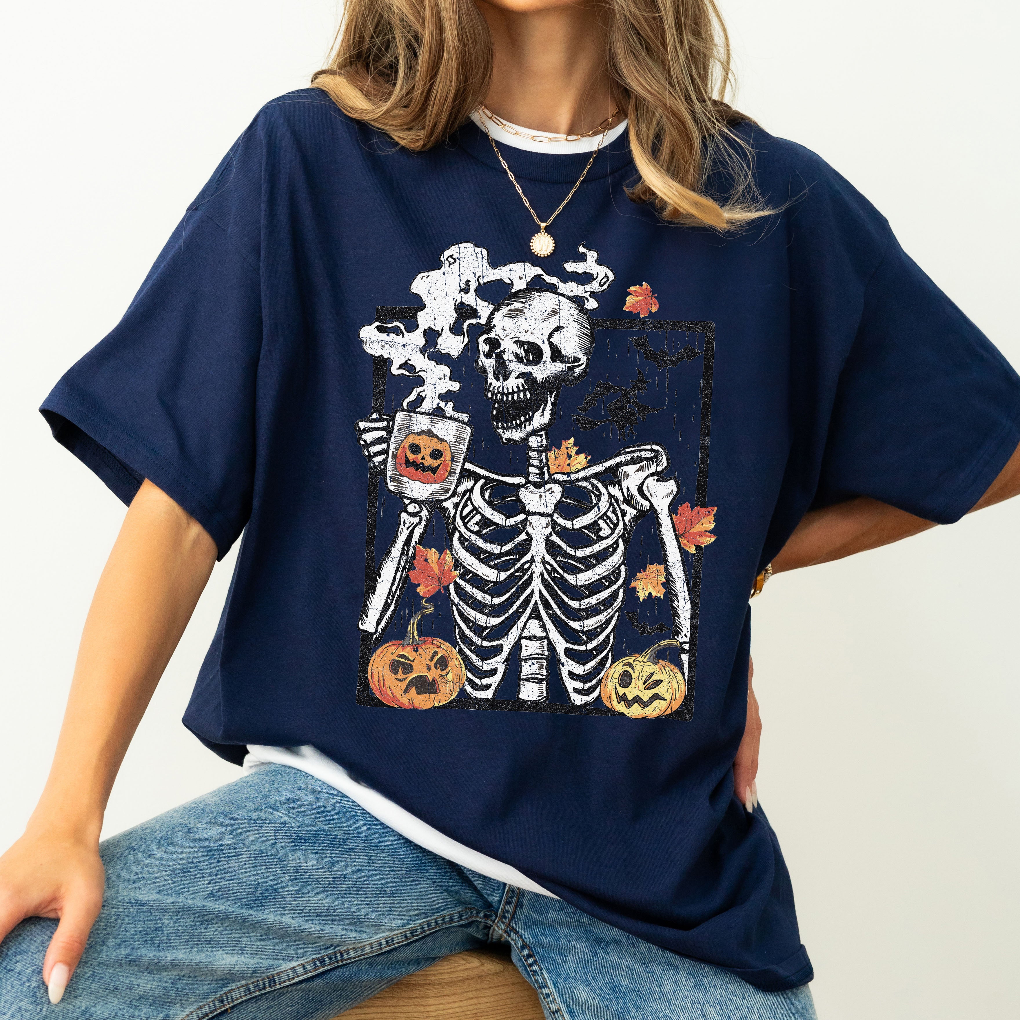 Coffee Lover Skeleton Mom Retro Vintage Brew Geek Heartwarming Portrait Comfort Colors Tee